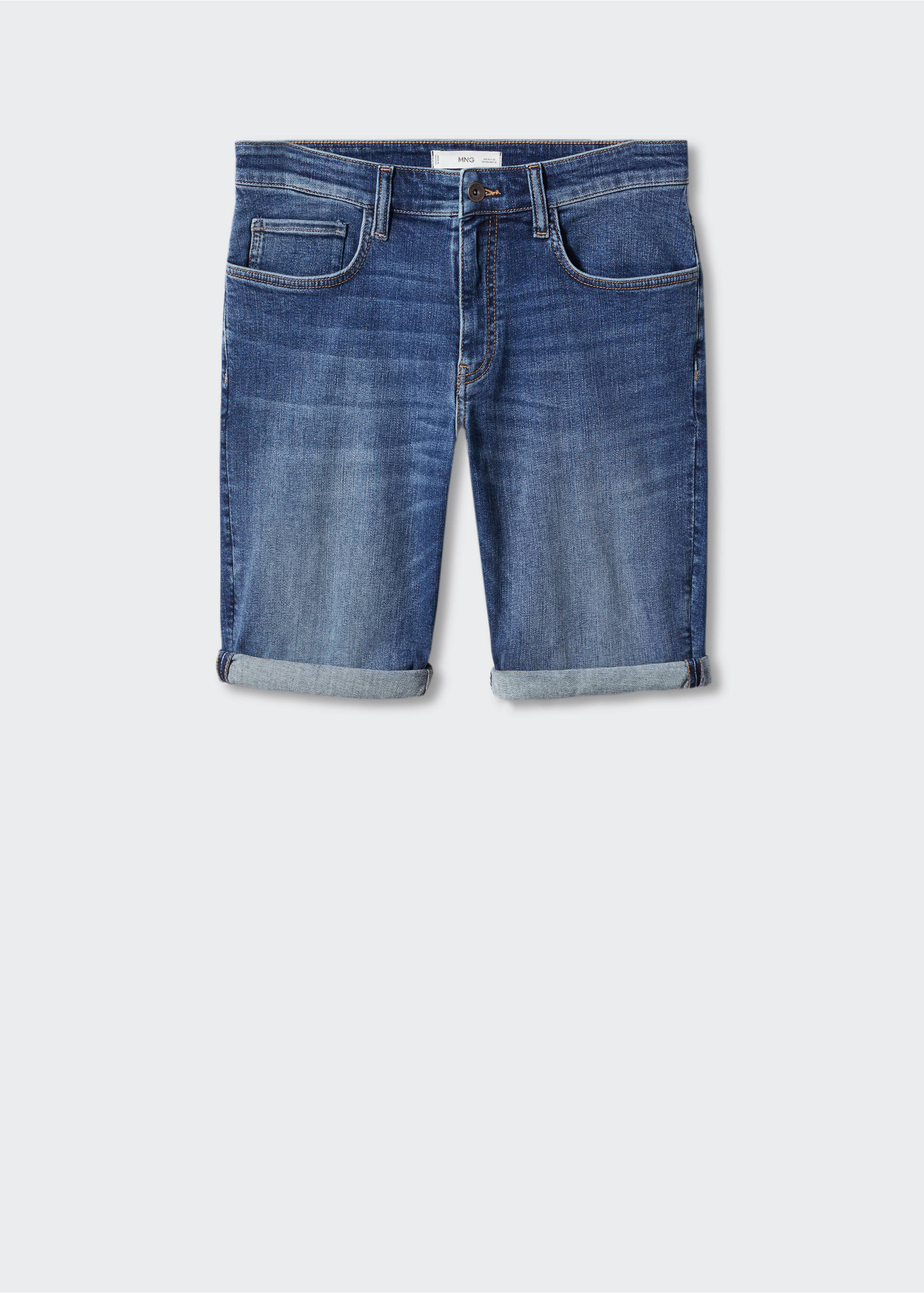 Slim-fit denim bermuda shorts - Article without model, Dark Blue. Ref: 57010684-00.