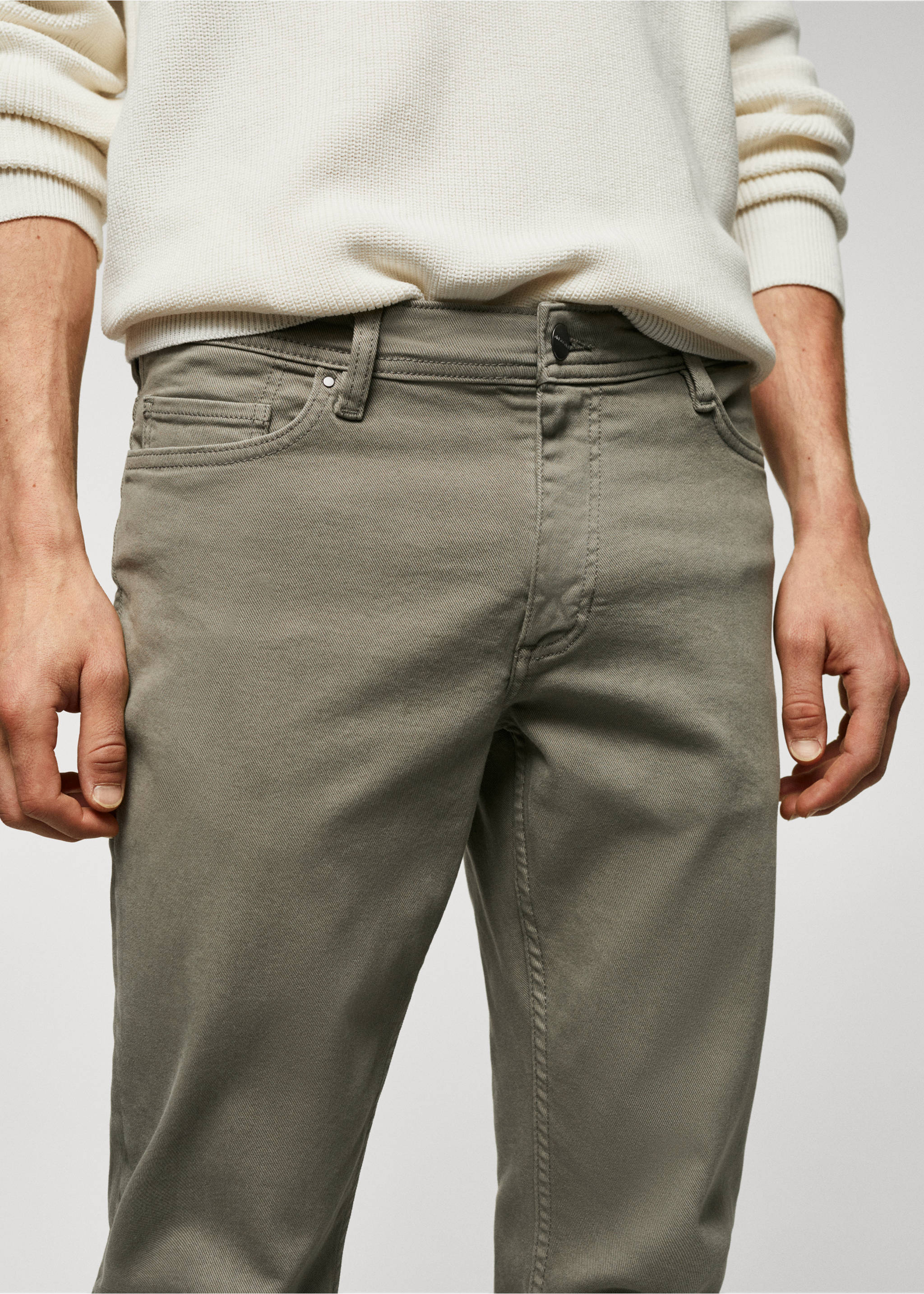 Jan slim-fit jeans - Details of the article 1, Khaki. Ref: 57010694-00.