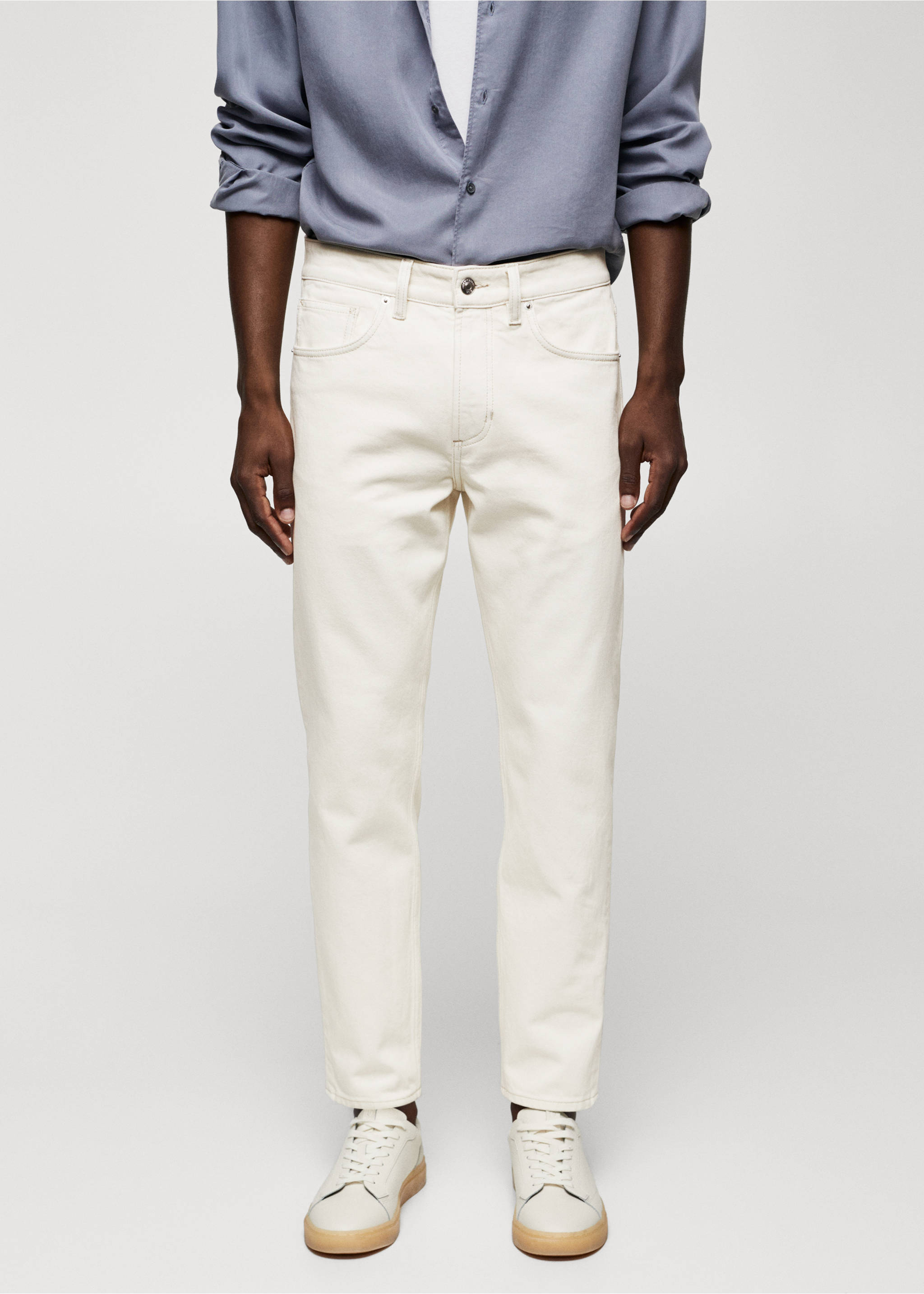 Ben tapered cropped jeans - Medium plane, Off White. Ref: 57010699-00.