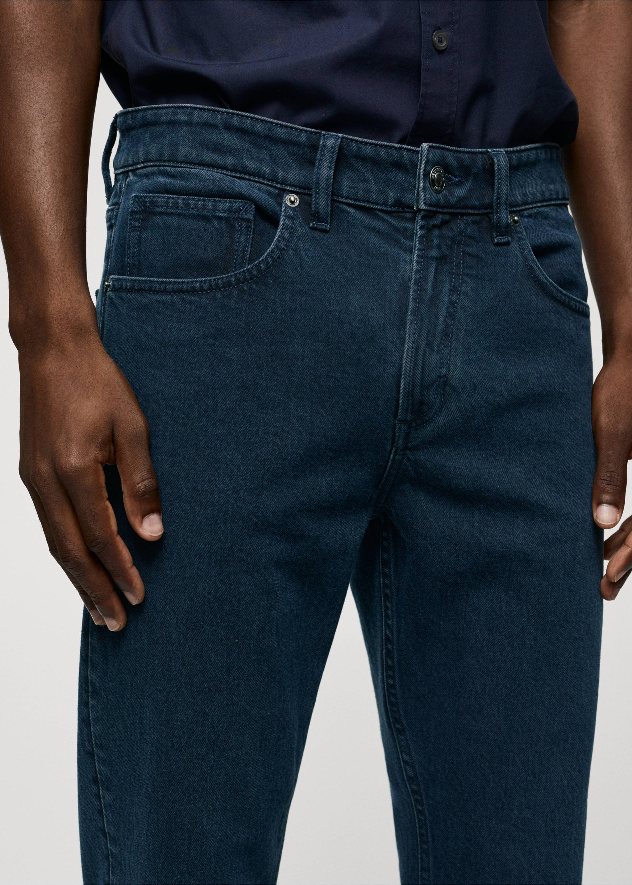 Ben tapered cropped jeans - Details of the article 1, Deep Dark Blue. Ref: 57010700-00.