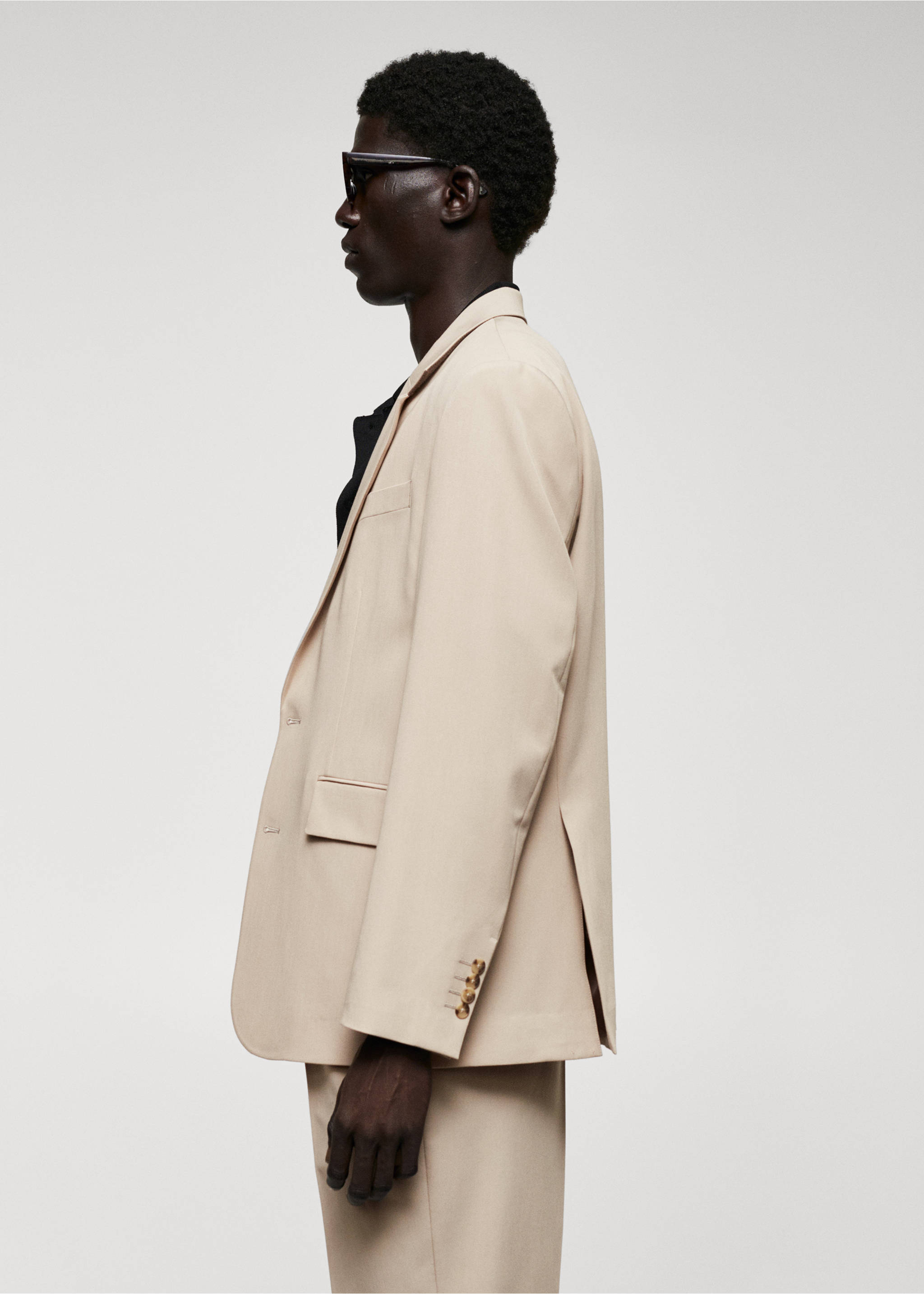 Regular fit suit blazer - Details of the article 2, Light/Pastel Grey. Ref: 57010717-00.