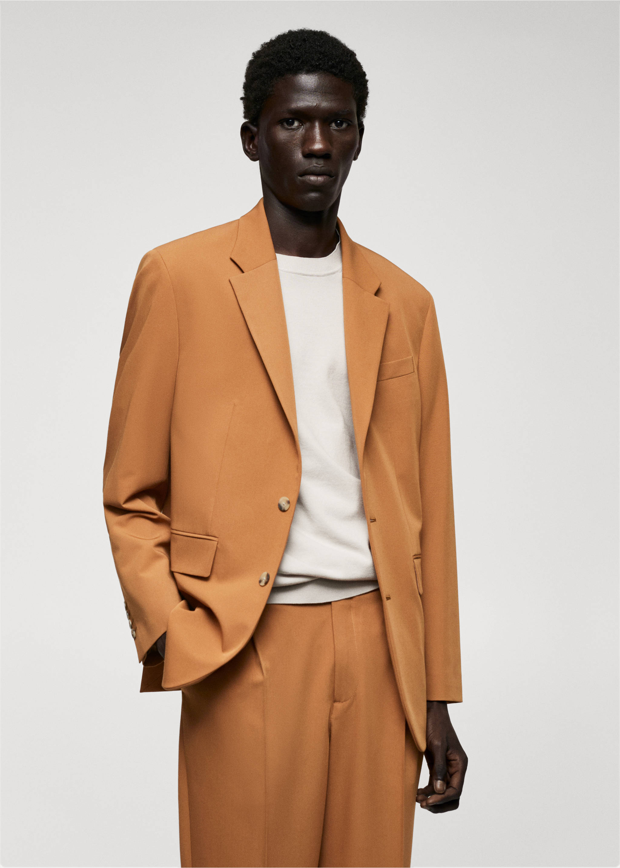 Regular fit suit blazer - Medium plane, Orange. Ref: 57010717-00.