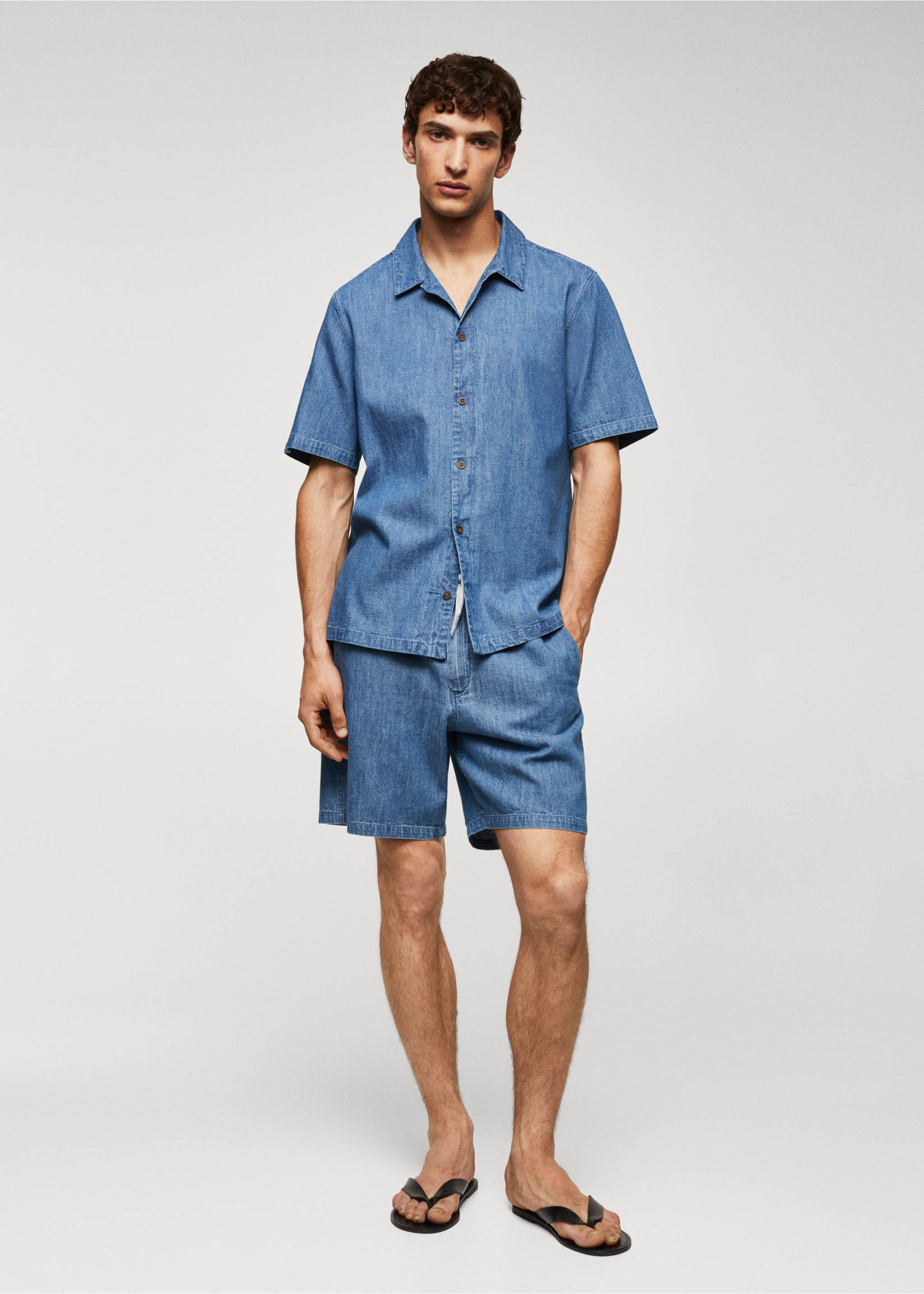 Chemise chambray 100 % coton - Plan général, Bleu moyen. Ref: 57010724-00.