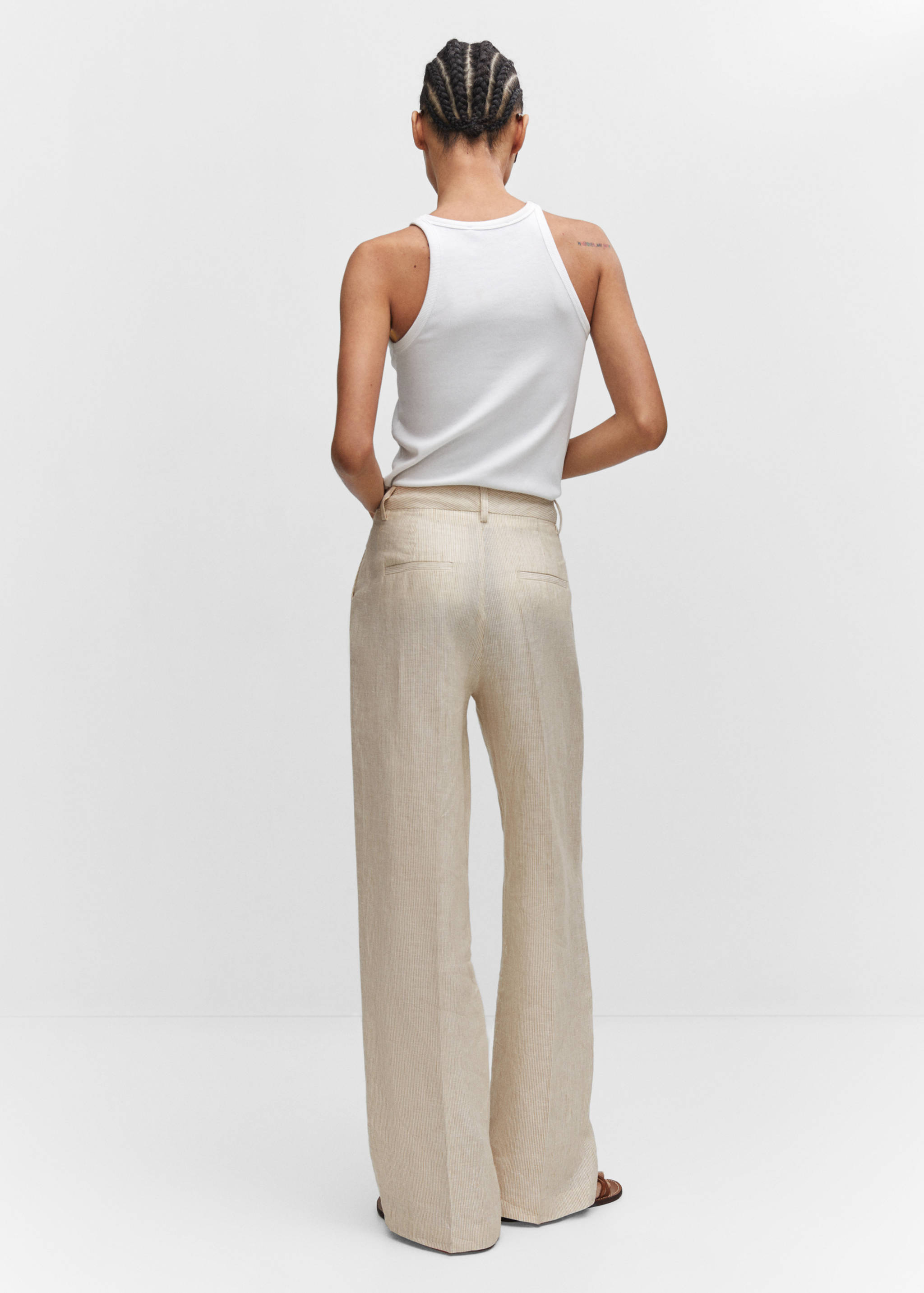 Straight linen-blend trousers - Reverse of the article