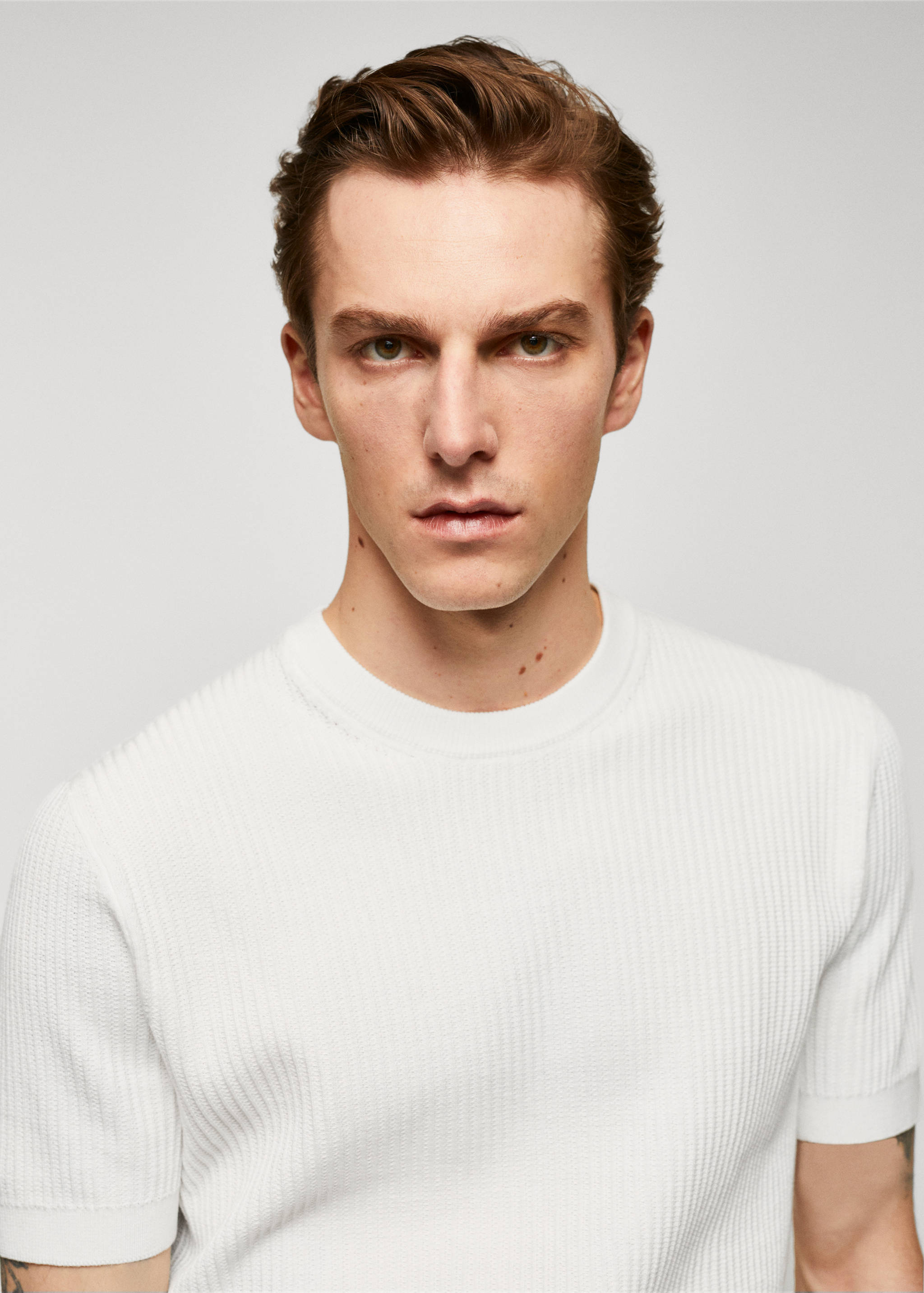 Geribd gestructureerd T-shirt 100% katoen - Detail van het artikel 1