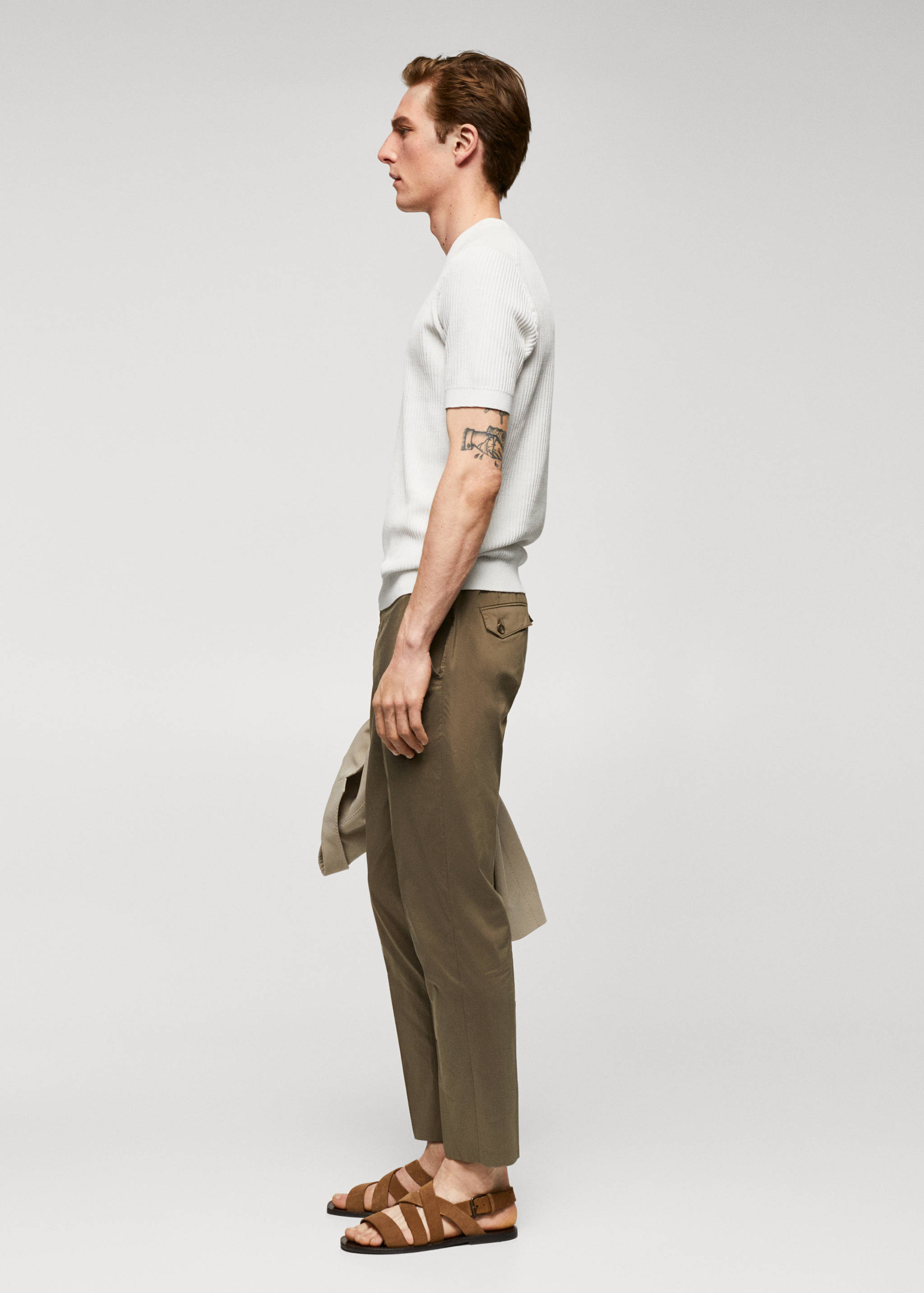 Geribd gestructureerd T-shirt 100% katoen - Detail van het artikel 2