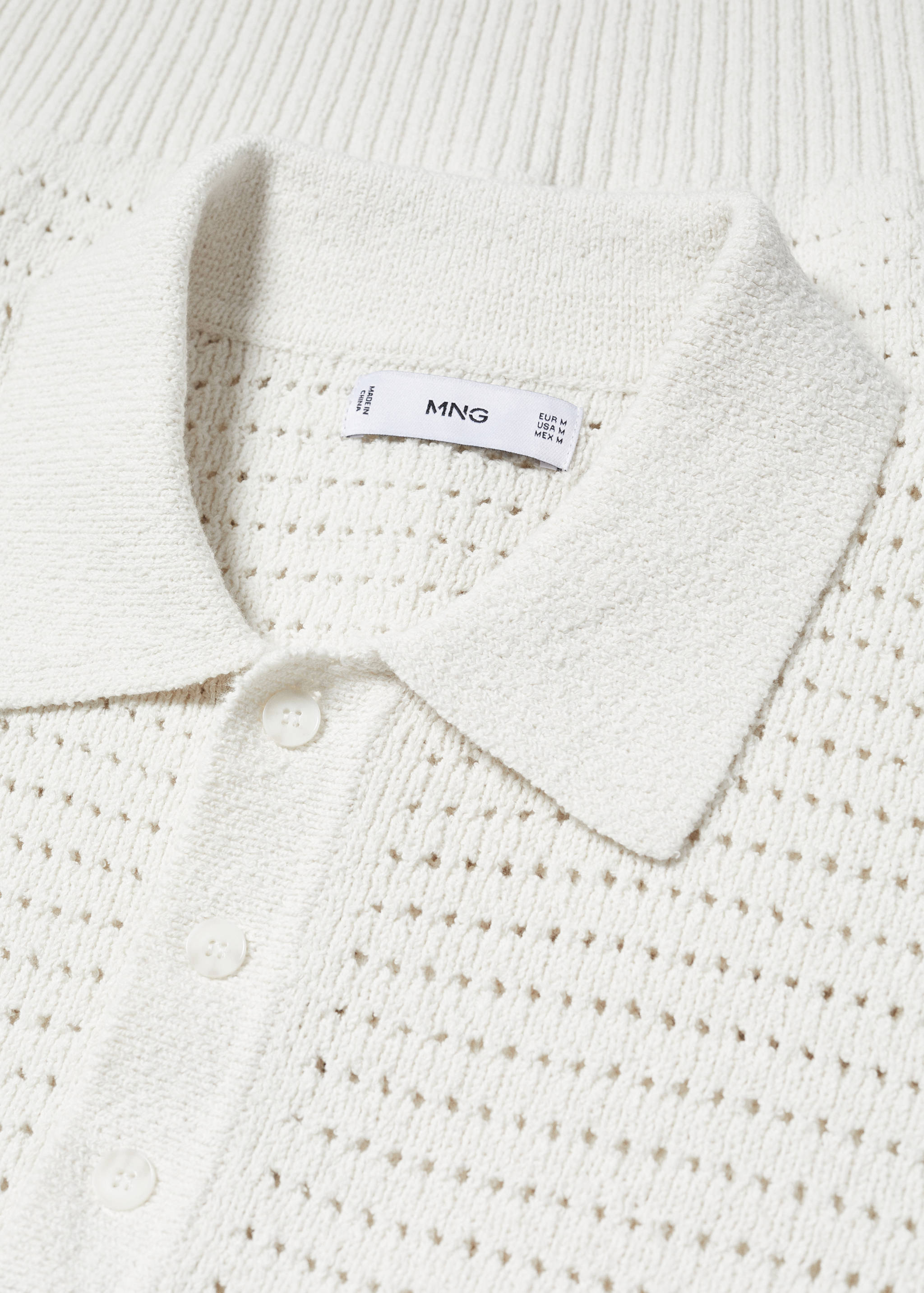 Cotton knitted polo shirt with lace accents - Details of the article 8