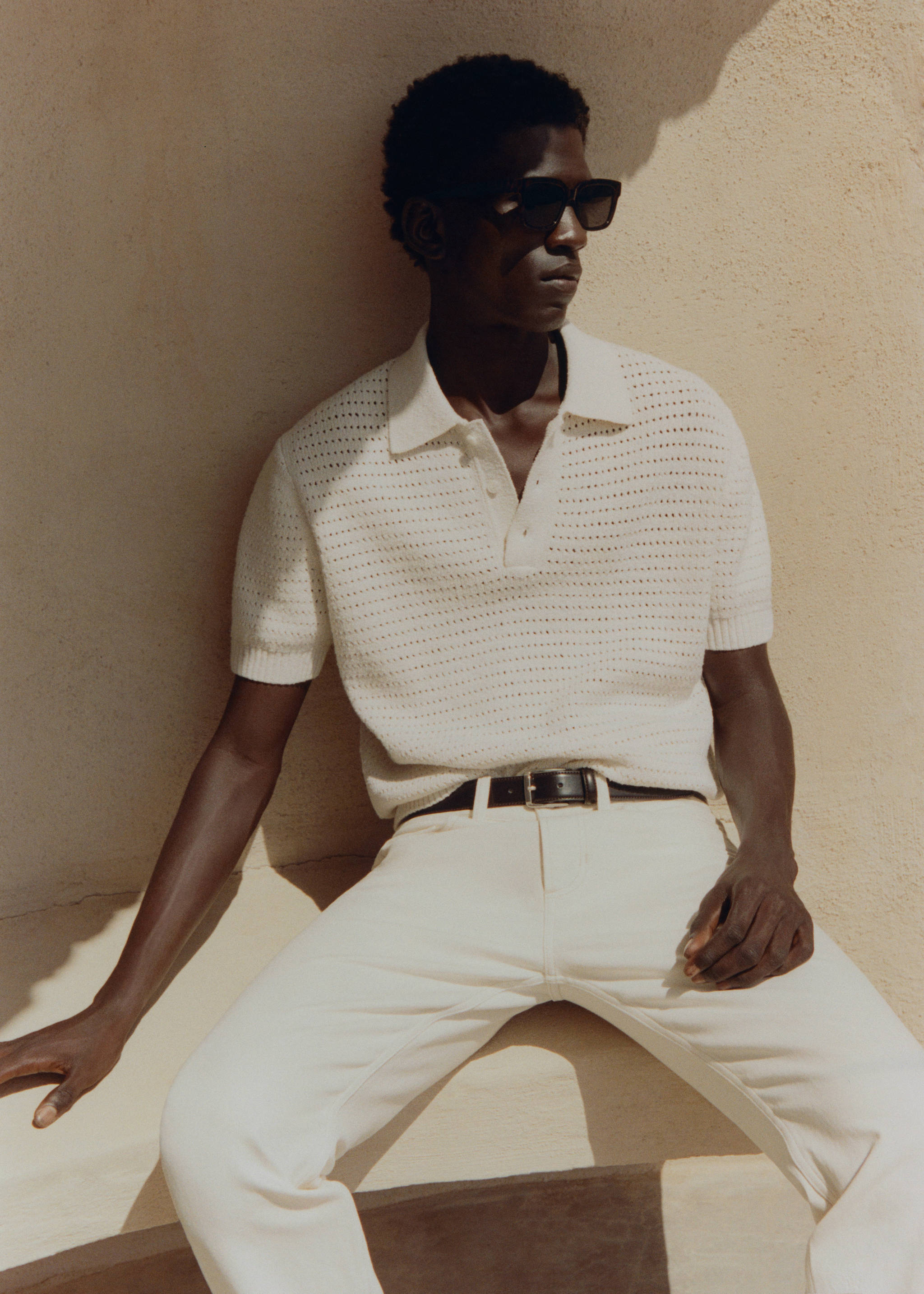 Cotton knitted polo shirt with lace accents - Details of the article 5