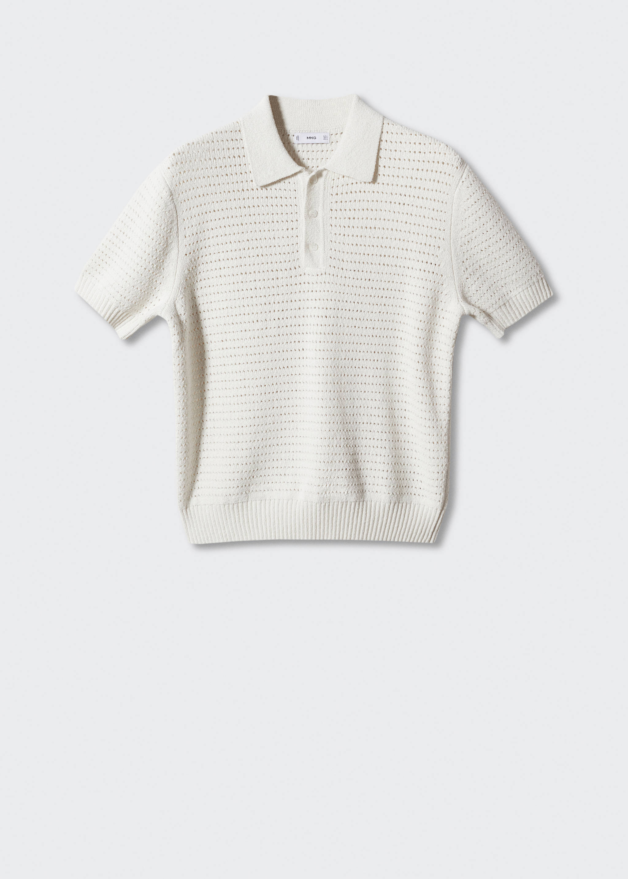 Cotton knitted polo shirt with lace accents - Article without model