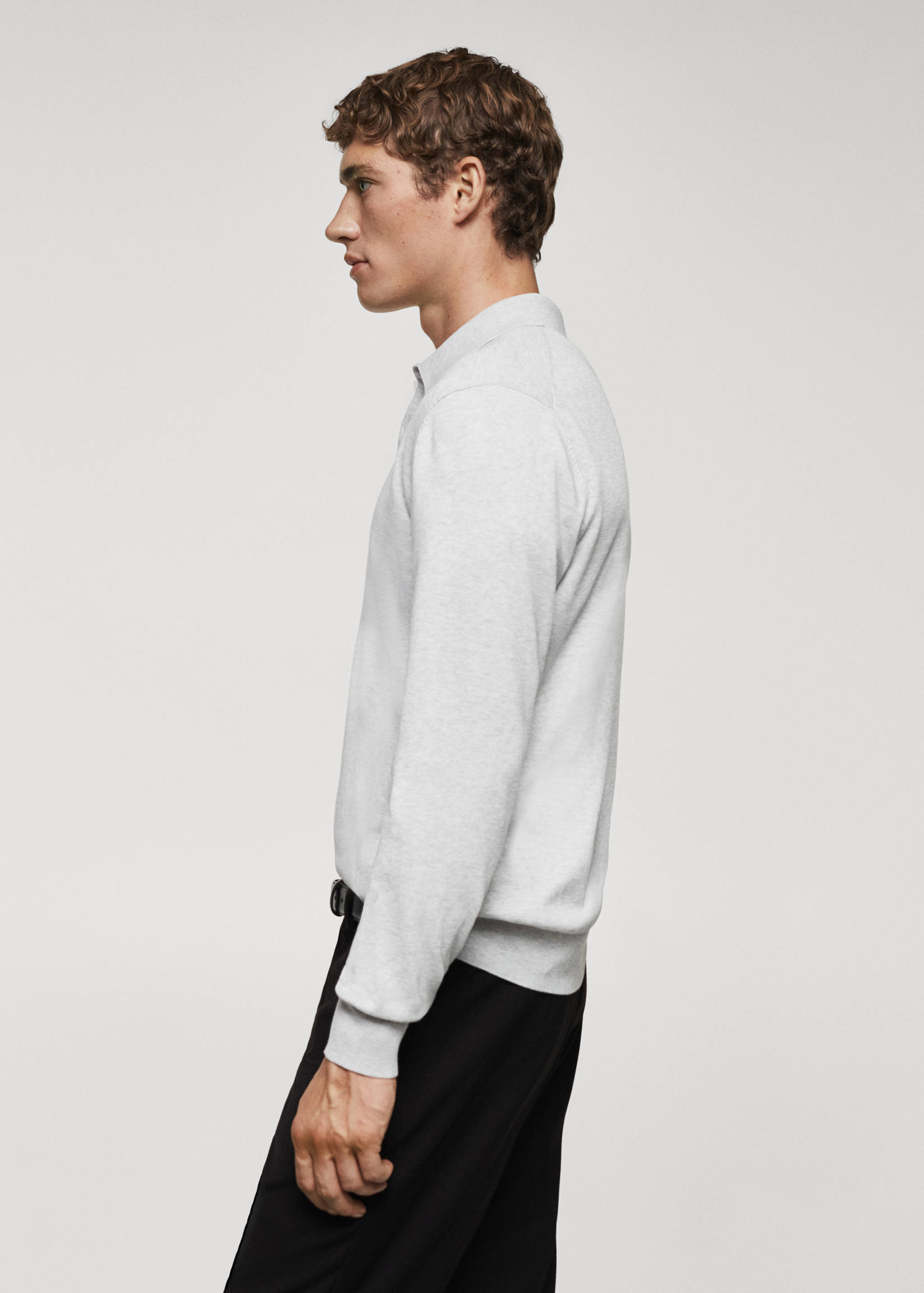 Long-sleeved cotton jersey polo shirt - Details of the article 2