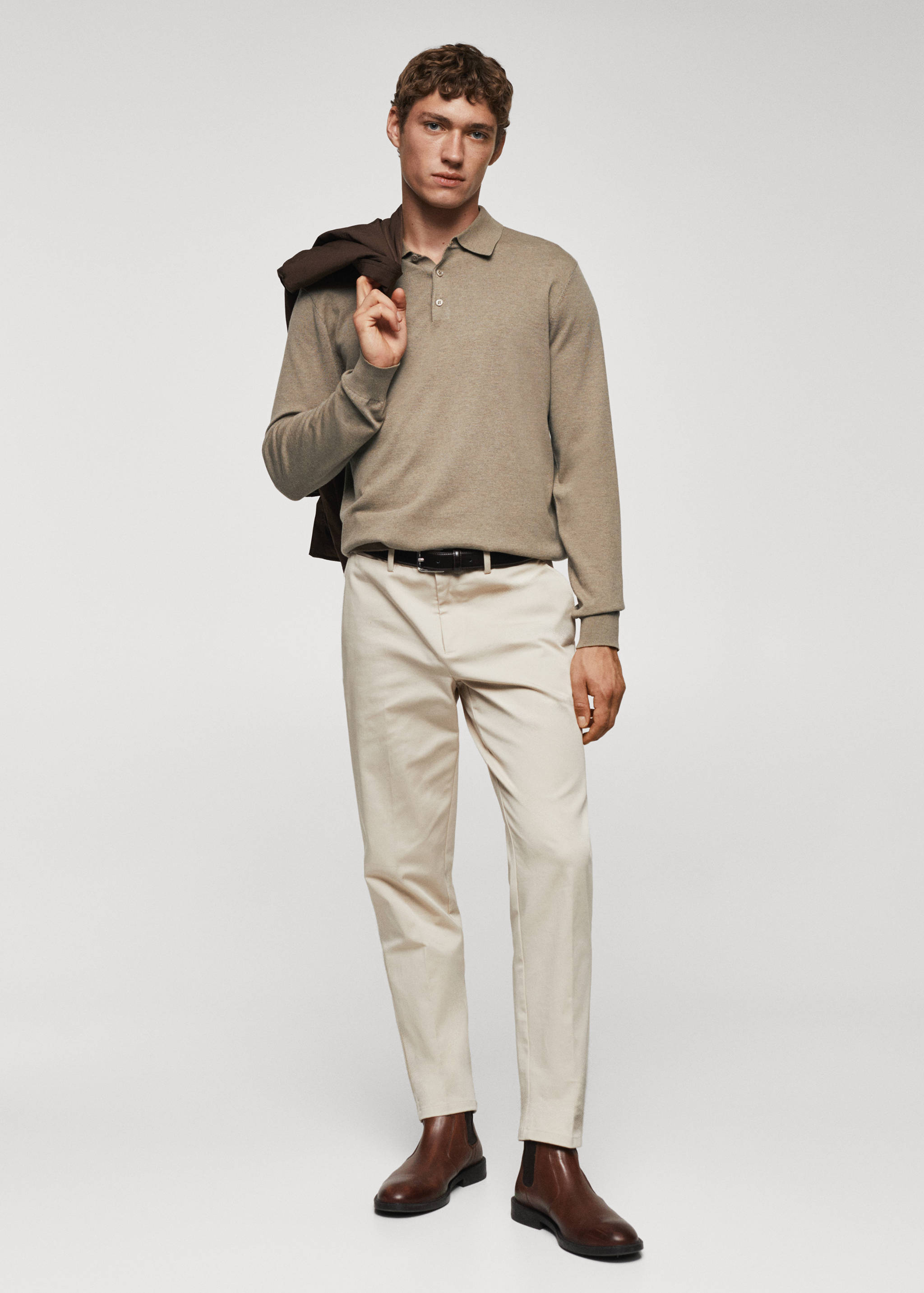 Long-sleeved cotton jersey polo shirt - General plane