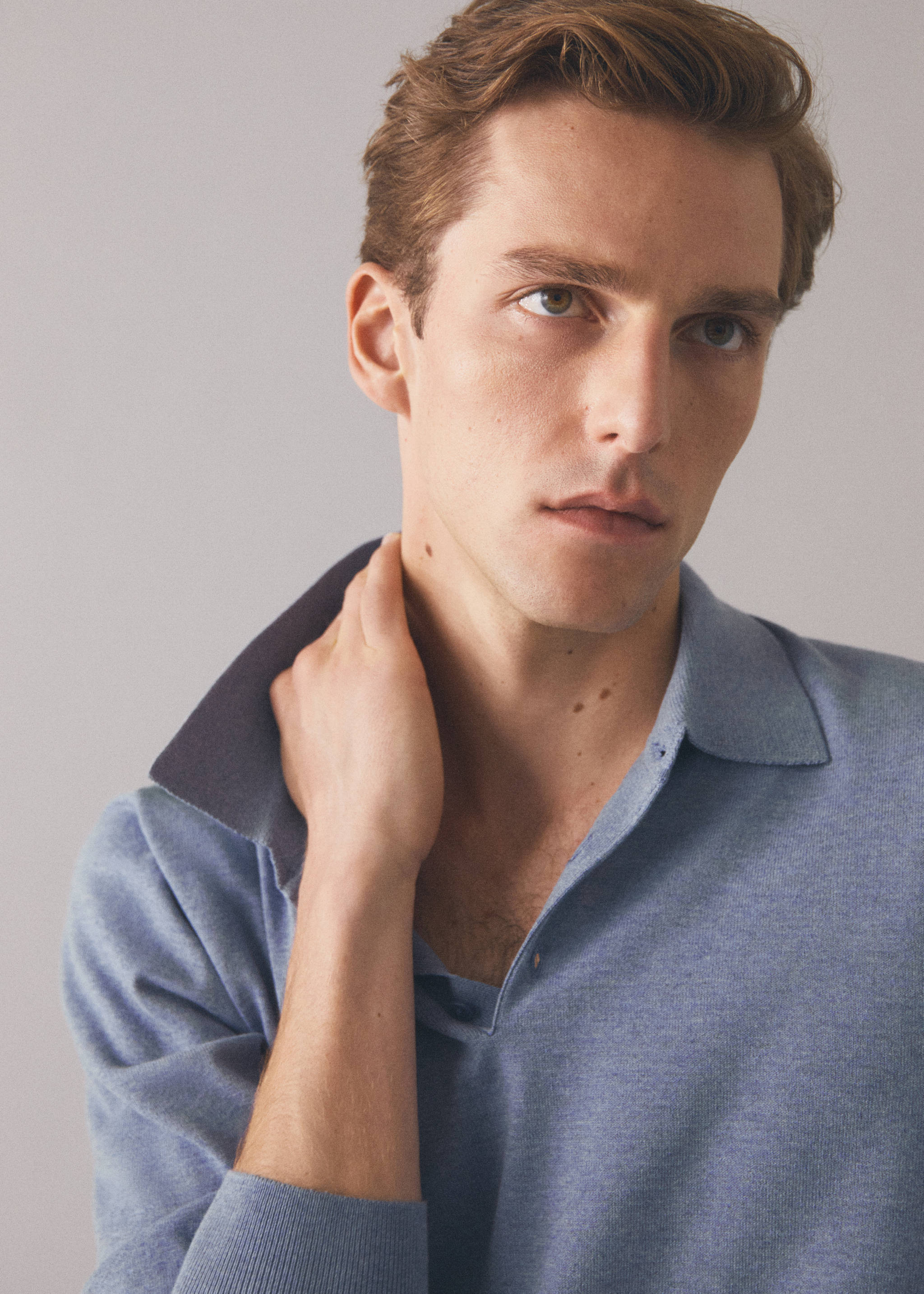 Langärmliges Strick-Poloshirt aus Baumwolle - Detail des Artikels 5