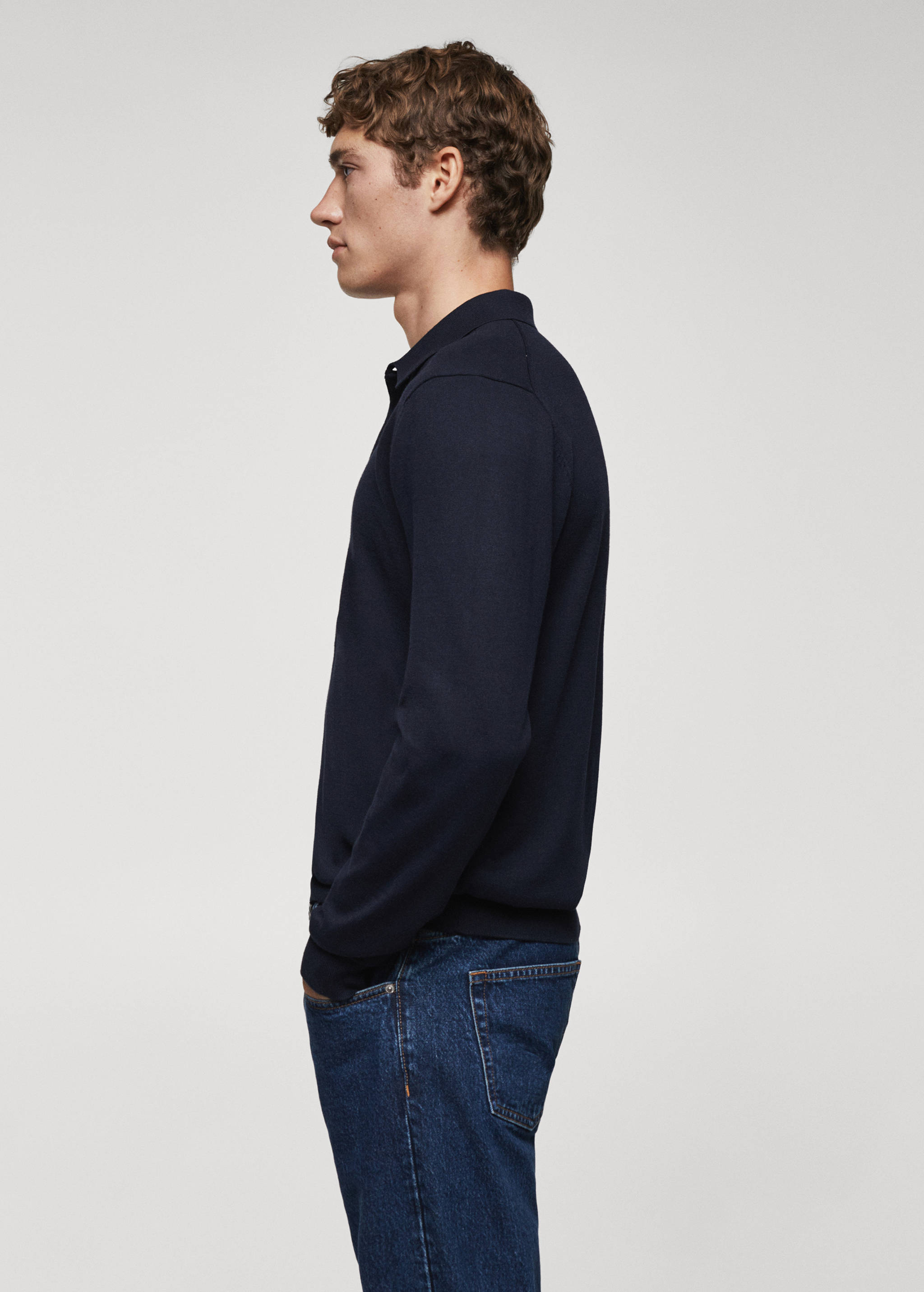 Long-sleeved cotton jersey polo shirt - Details of the article 2