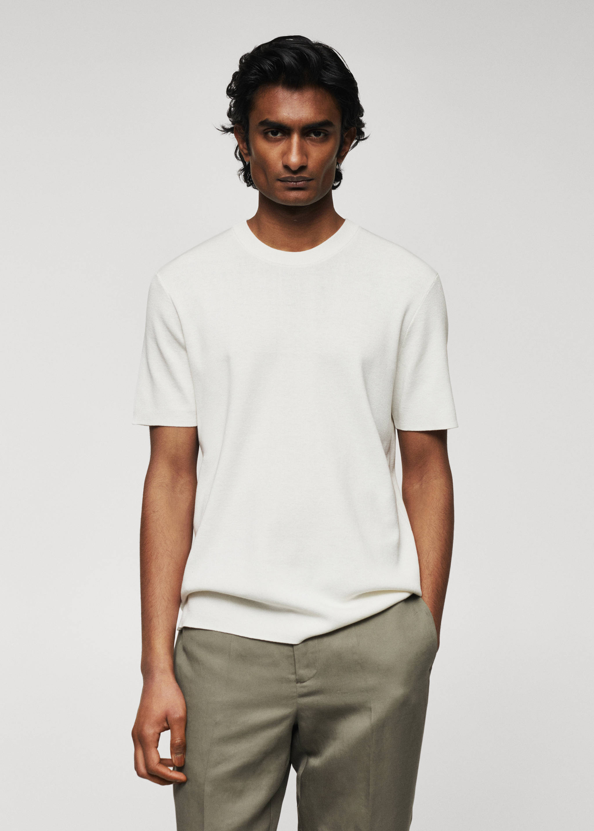 Cotton fine-knit t-shirt - Medium plane