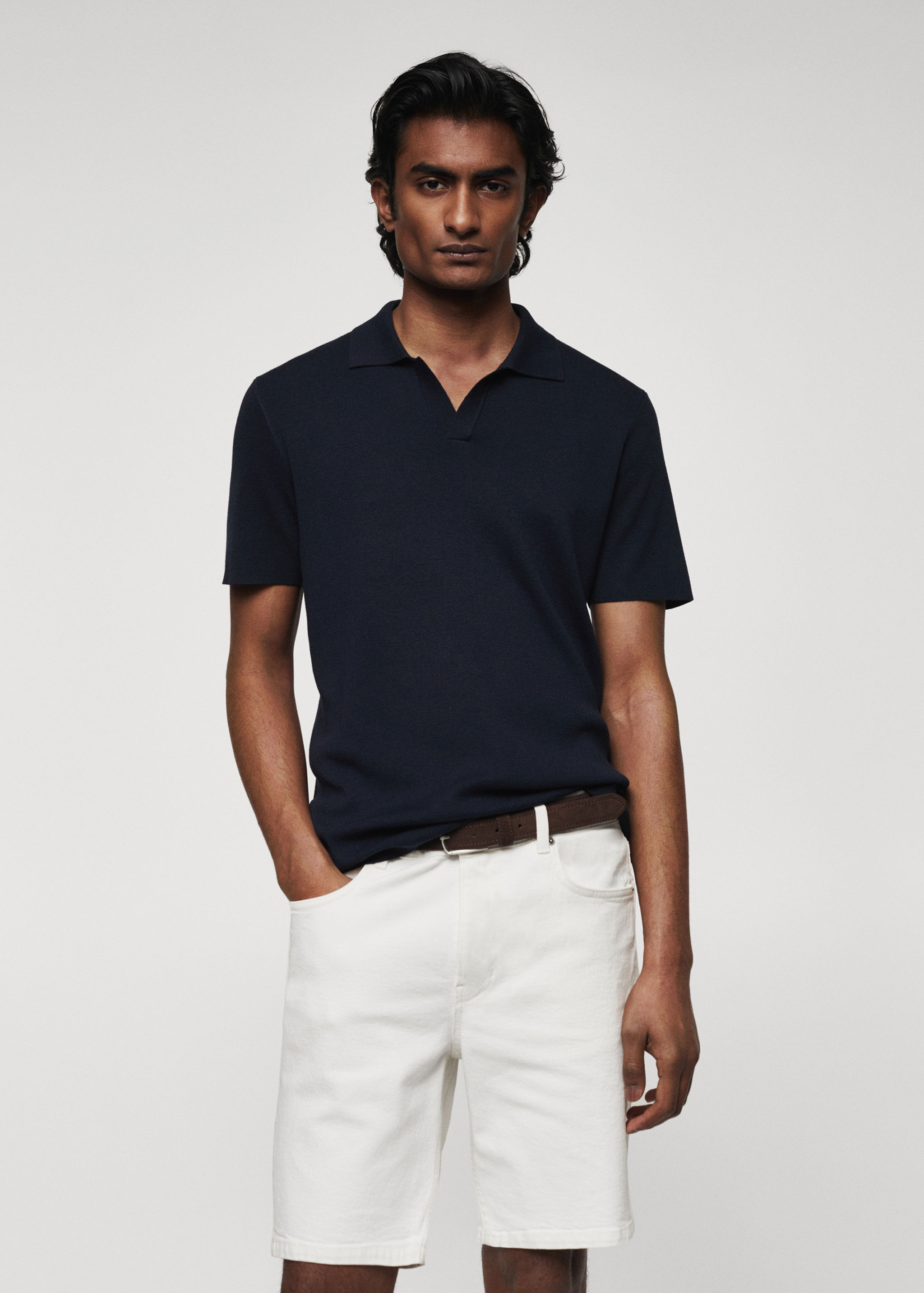 Feinstrick-Poloshirt - Mittlere Ansicht