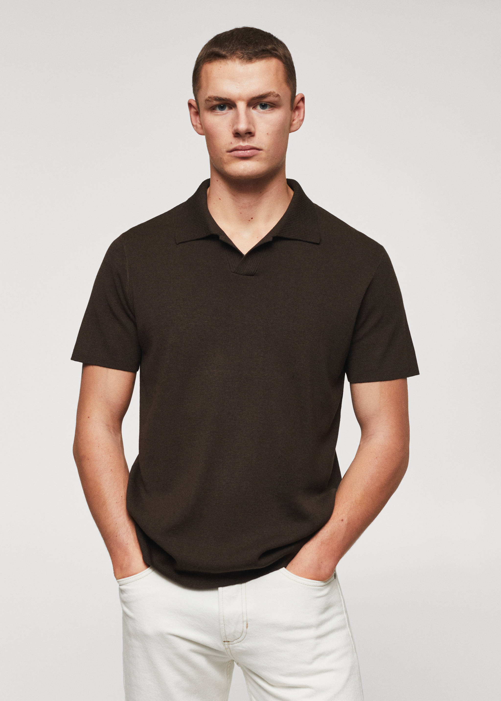 Fine-knit polo shirt - Medium plane