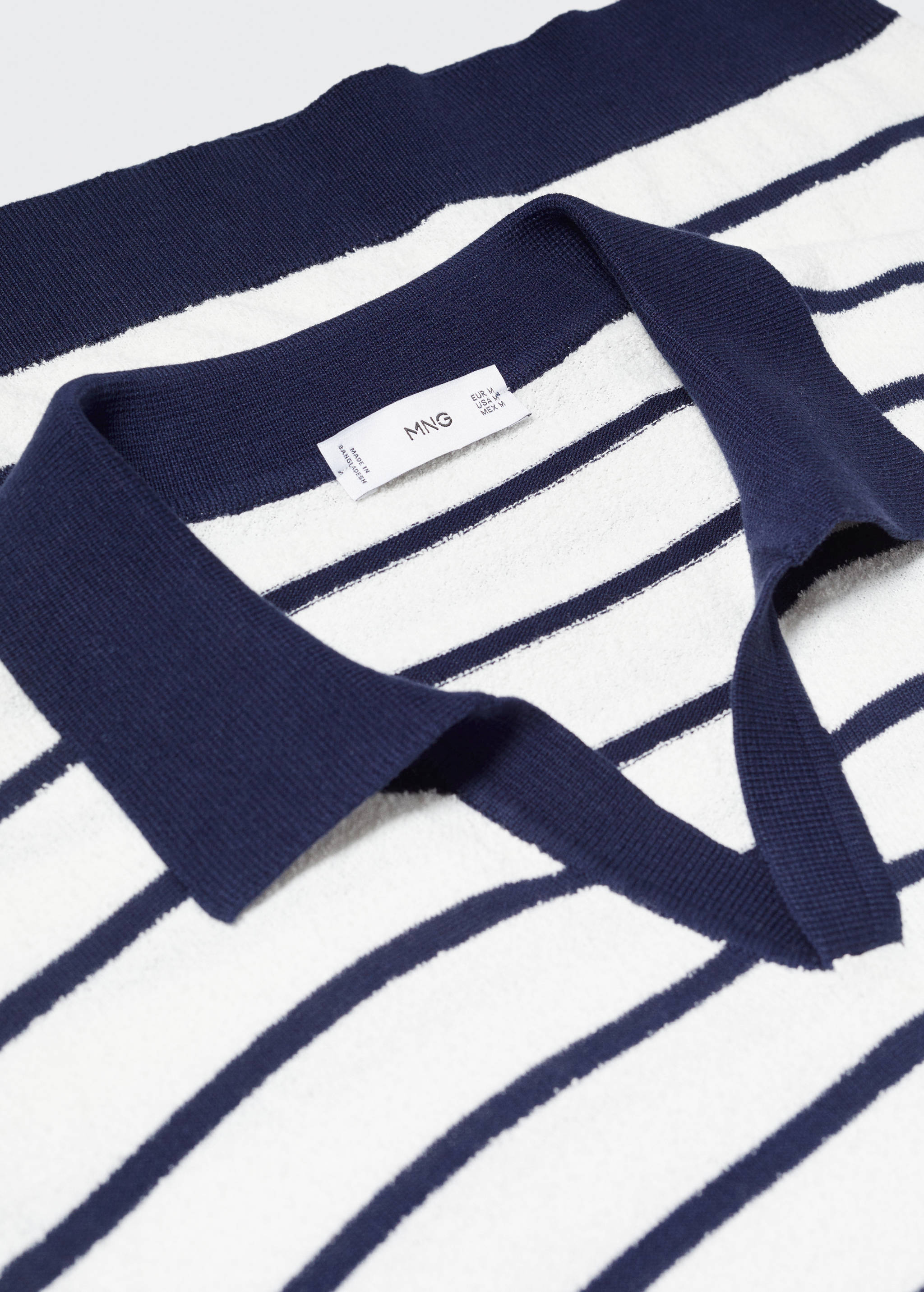 Terry texture striped polo shirt - Details of the article 8