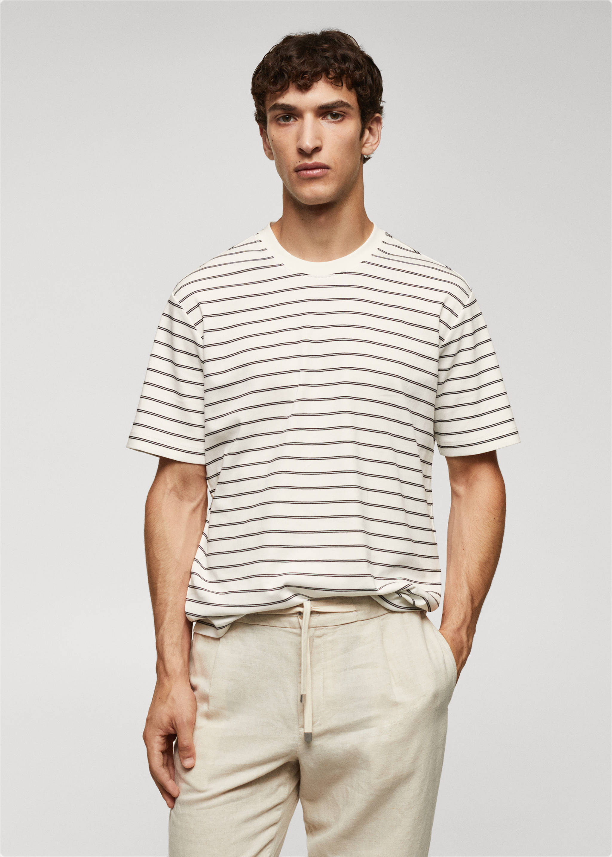Striped 100% cotton t-shirt - Medium plane