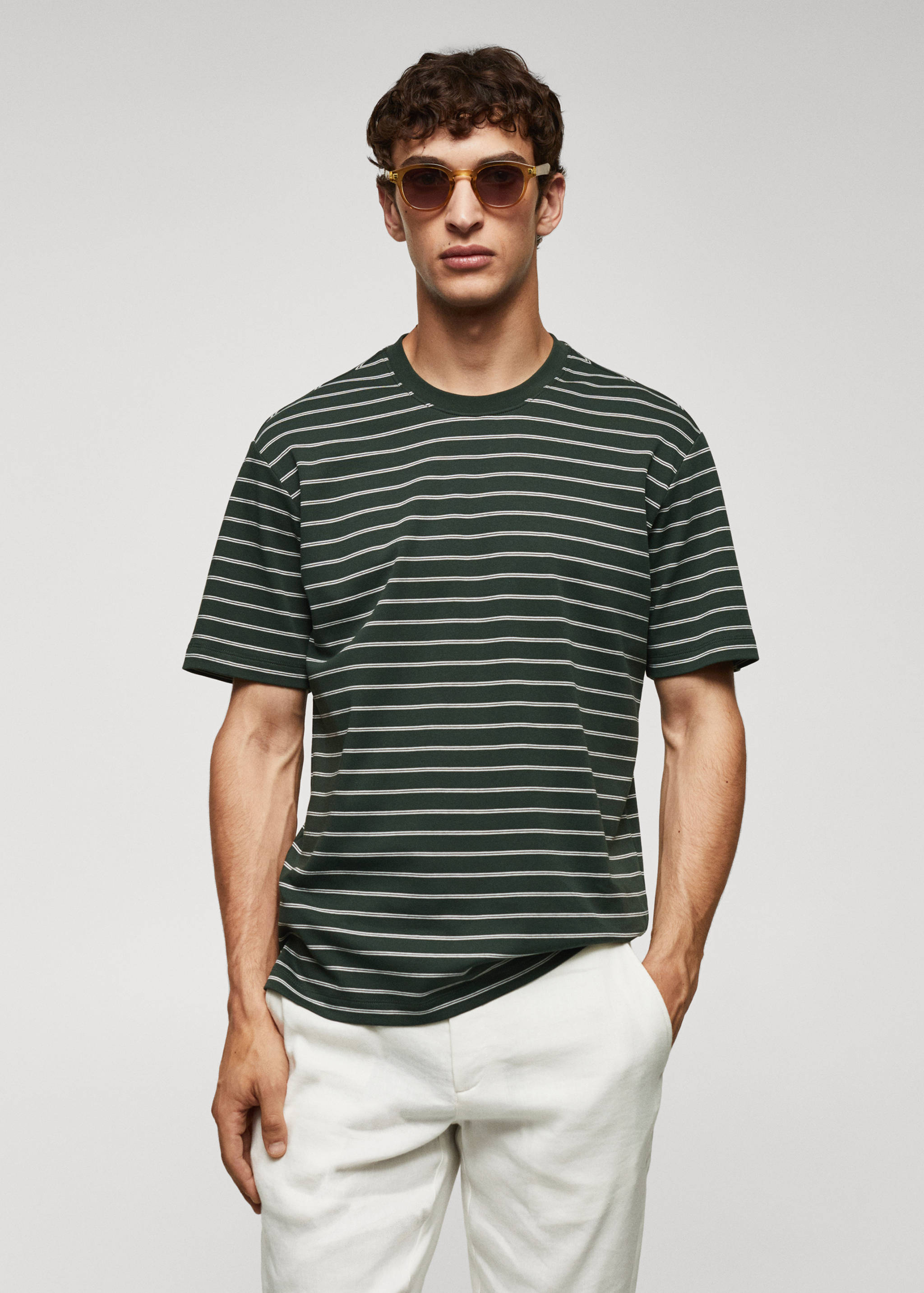 Striped 100% cotton t-shirt - Medium plane