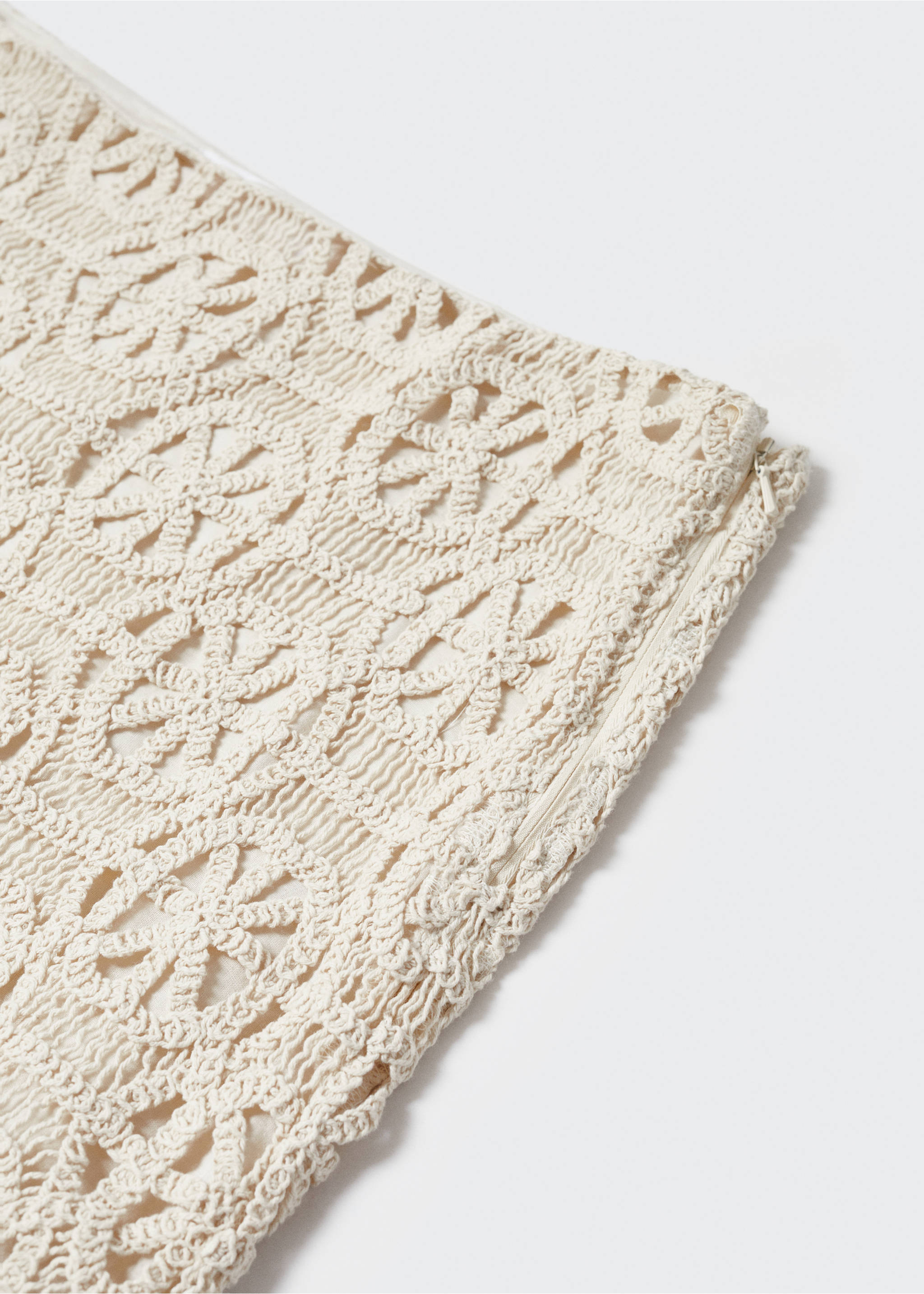 Crochet mini skirt - Details of the article 8, Beige. Ref: 57010756-00.
