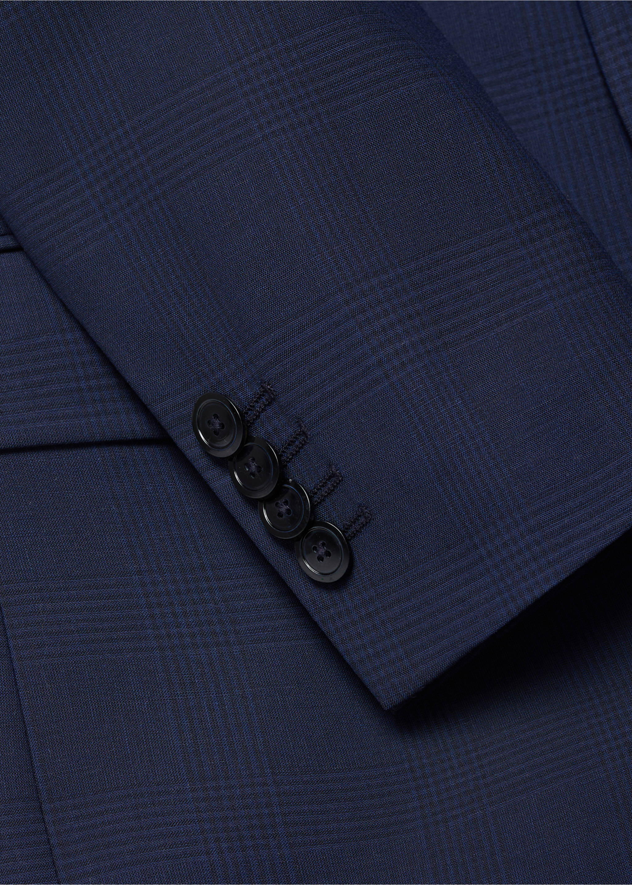 Slim-fit check wool suit jacket - Details of the article 8, Dark Navy. Ref: 57010761-00.