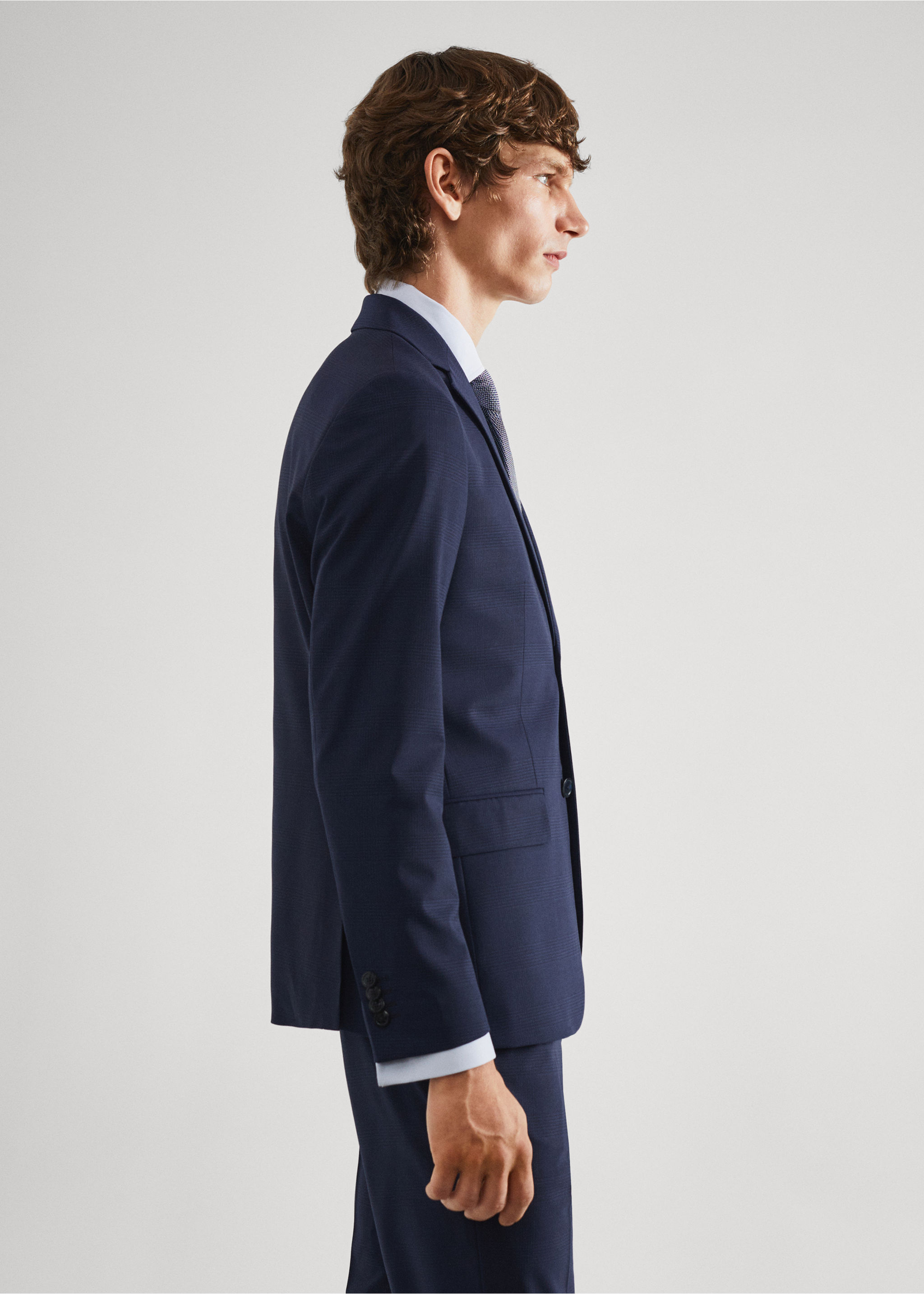 Slim-fit check wool suit blazer - Details of the article 2