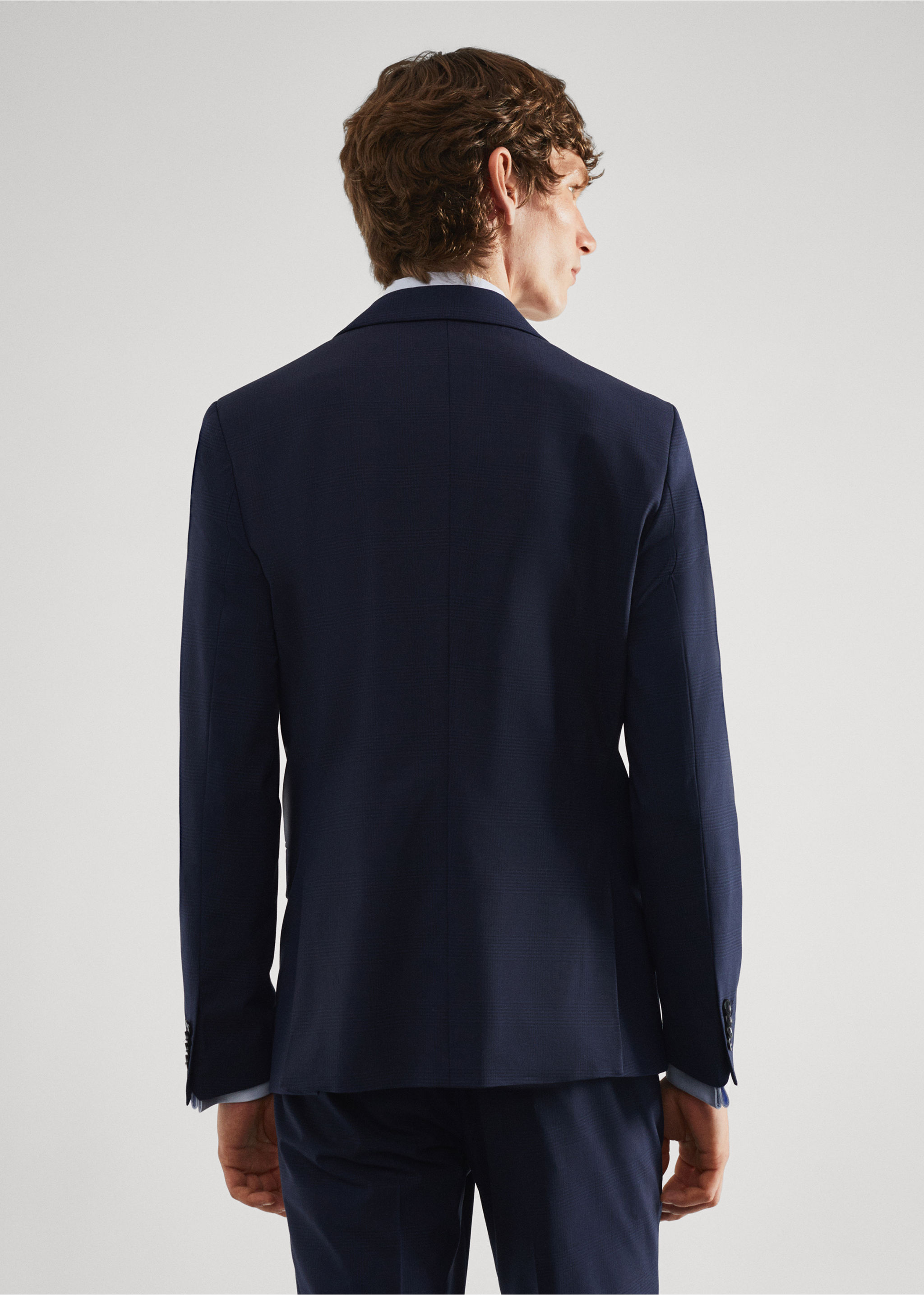 Slim-fit check wool suit blazer - Reverse of the article