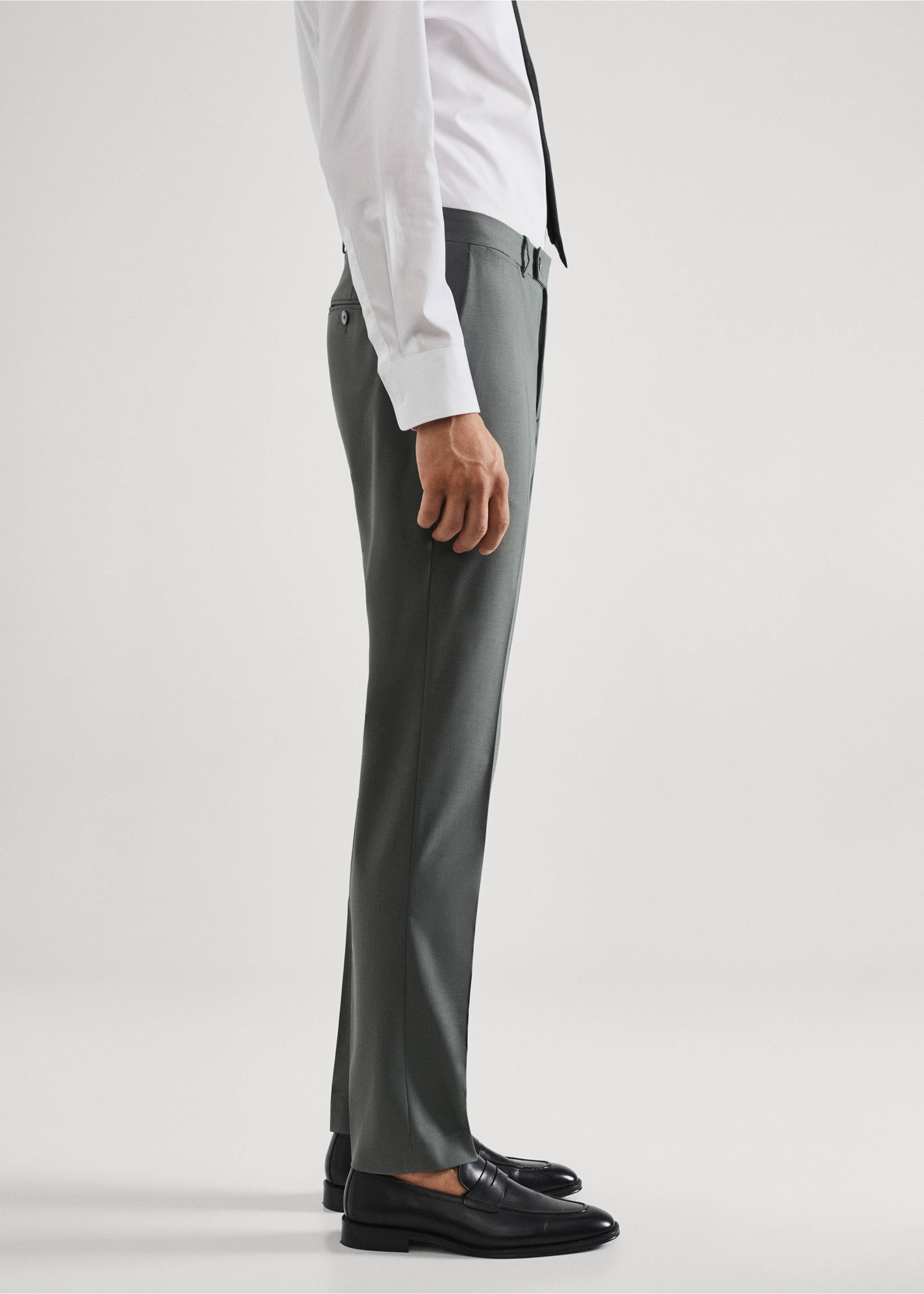 Wool slim-fit suit trousers - Details of the article 2, Green. Ref: 57010767-00.