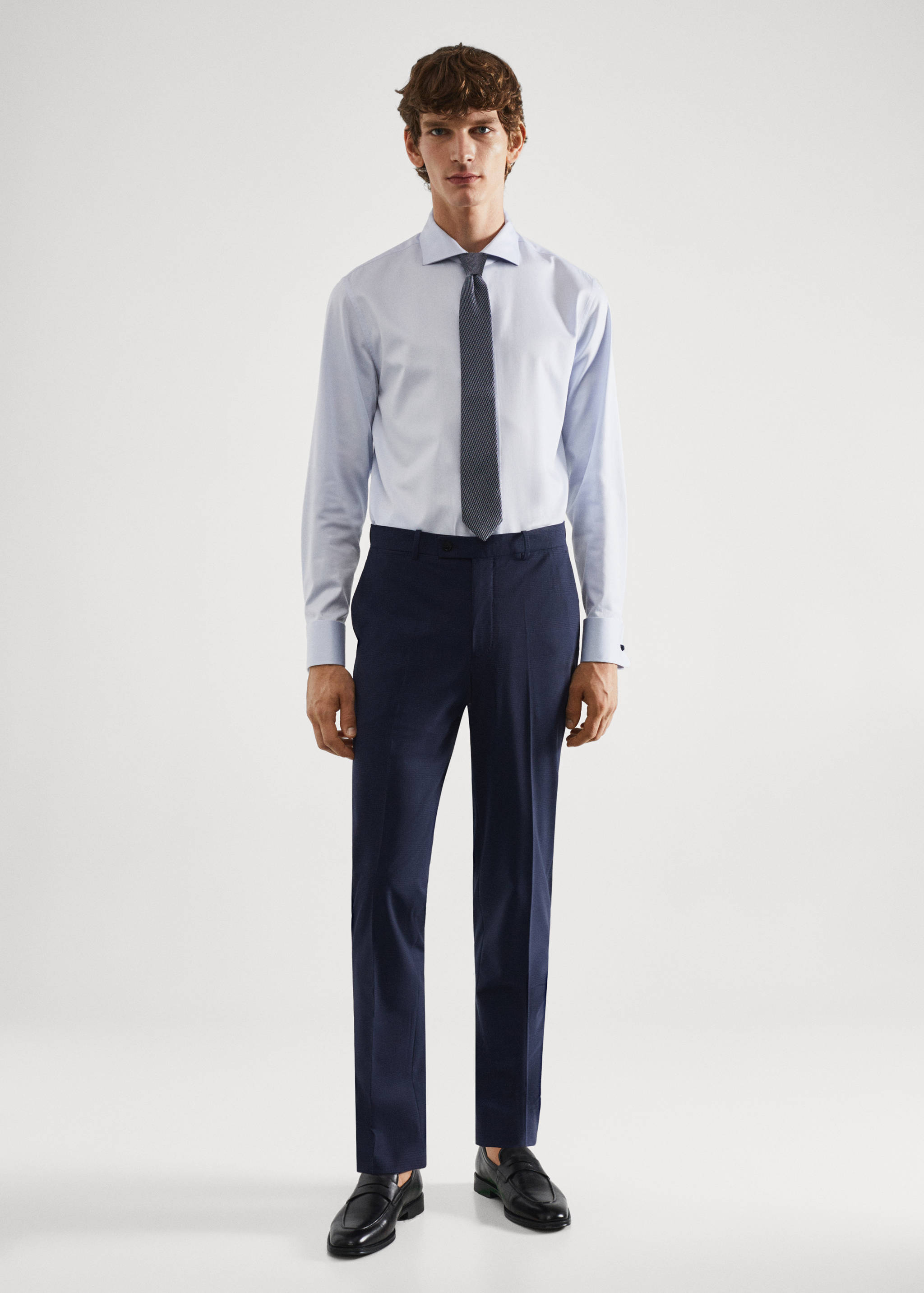Wool slim-fit check suit trousers - General plane