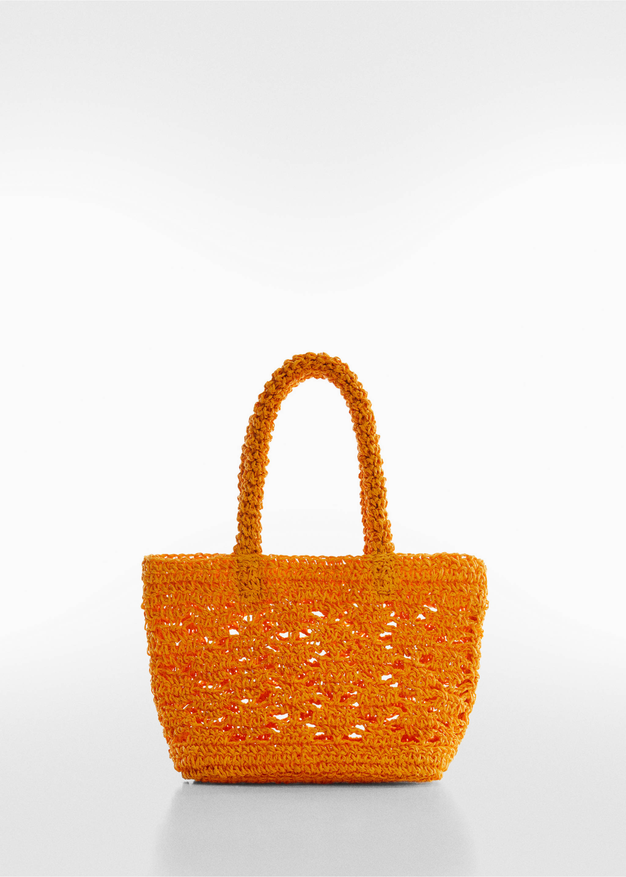 Double-handle raffia bag - Article without model, Mustard. Ref: 57010770-00.