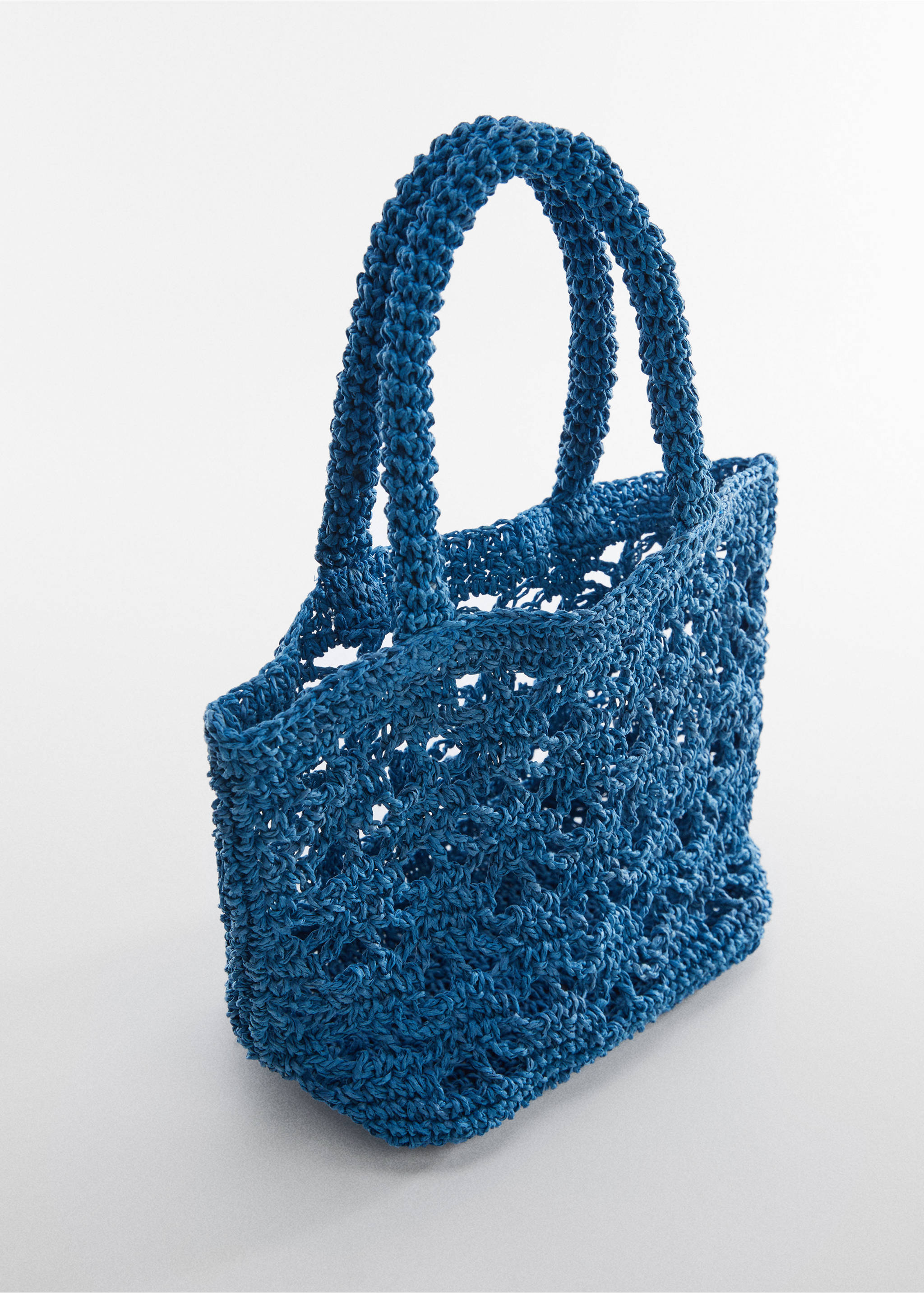 Sac raphia anse double - Plan moyen, Bleu. Ref: 57010770-00.