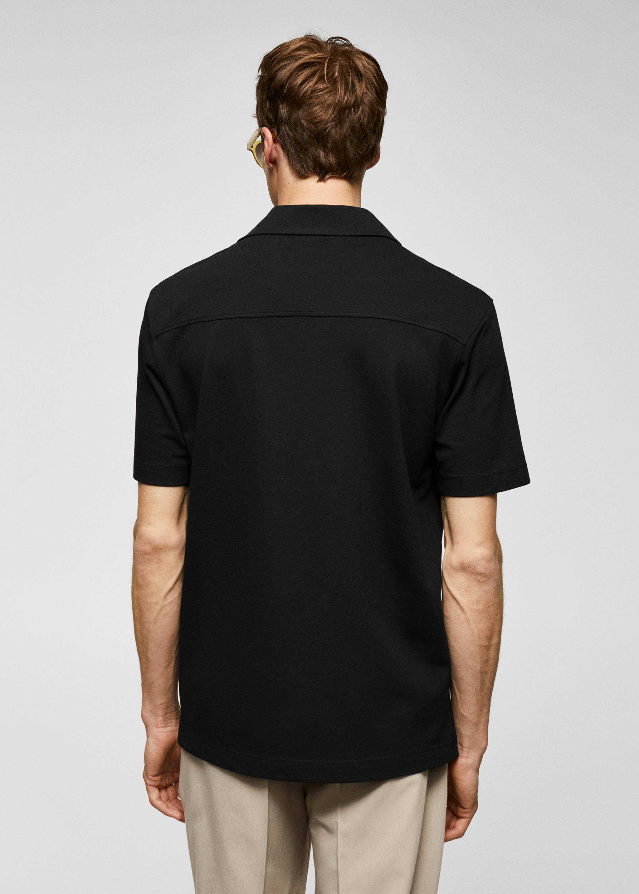 Bowling-collar pique shirt - Reverse of the article