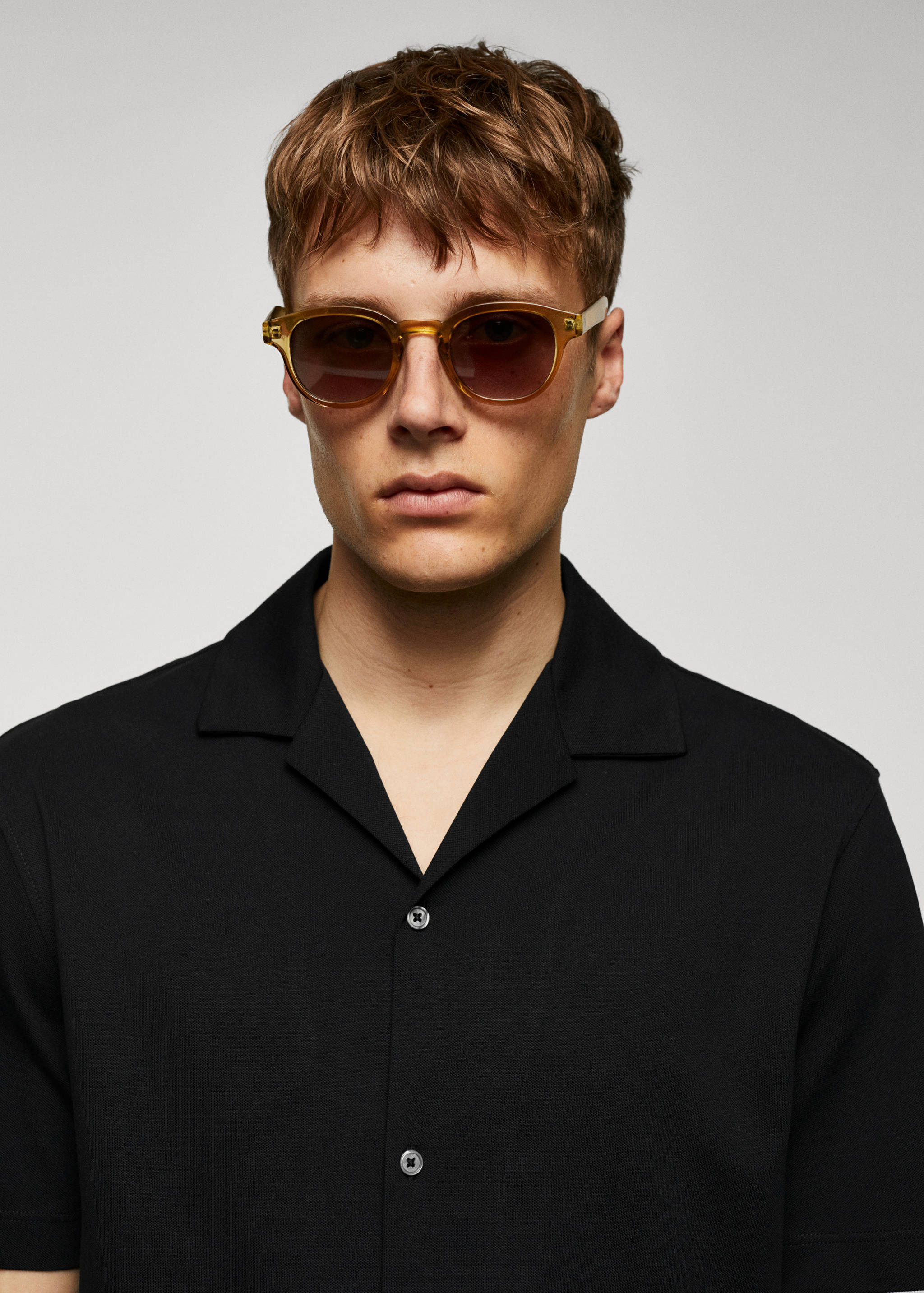 Bowling-collar pique shirt - Details of the article 1