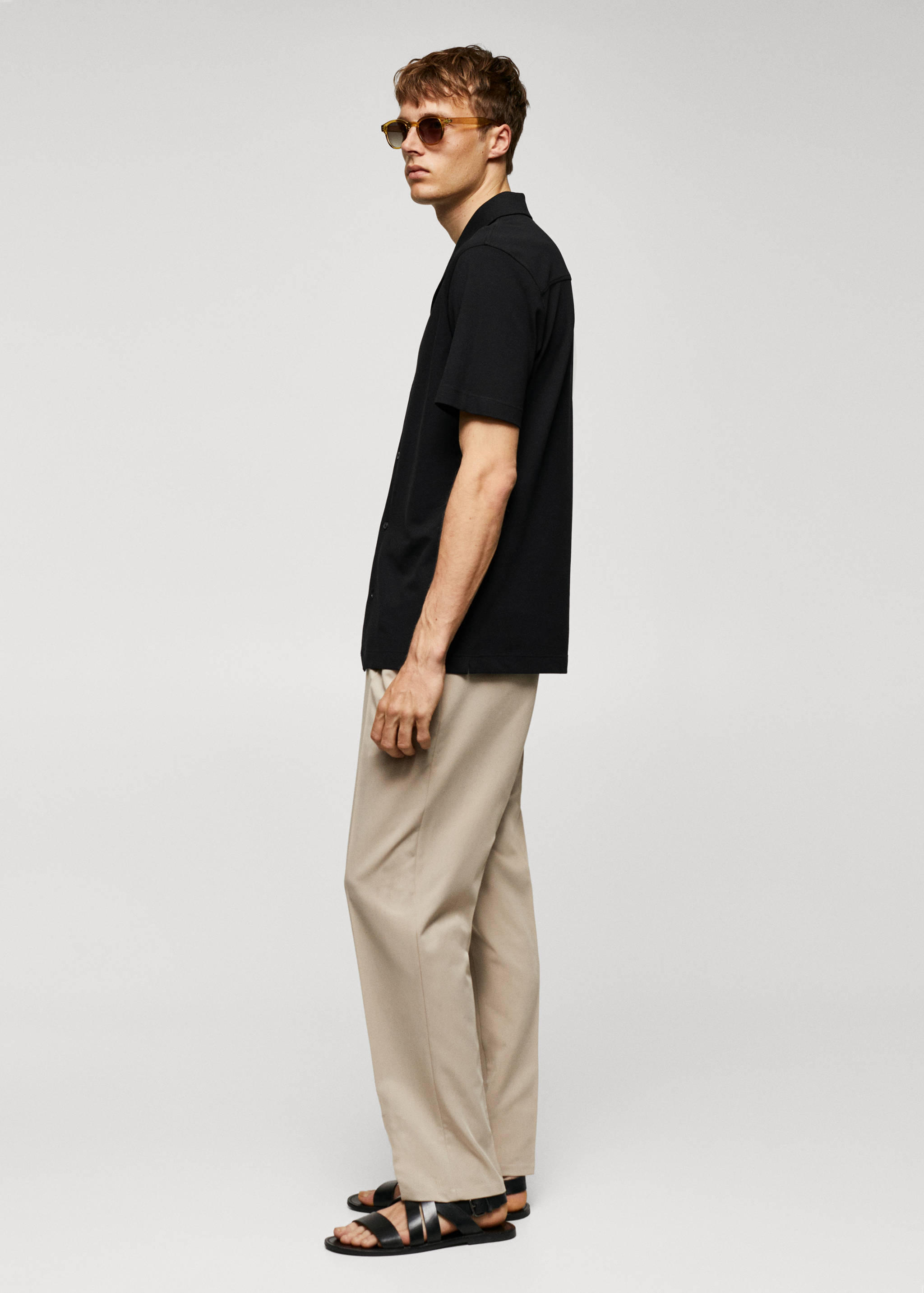 Bowling-collar pique shirt - Details of the article 2