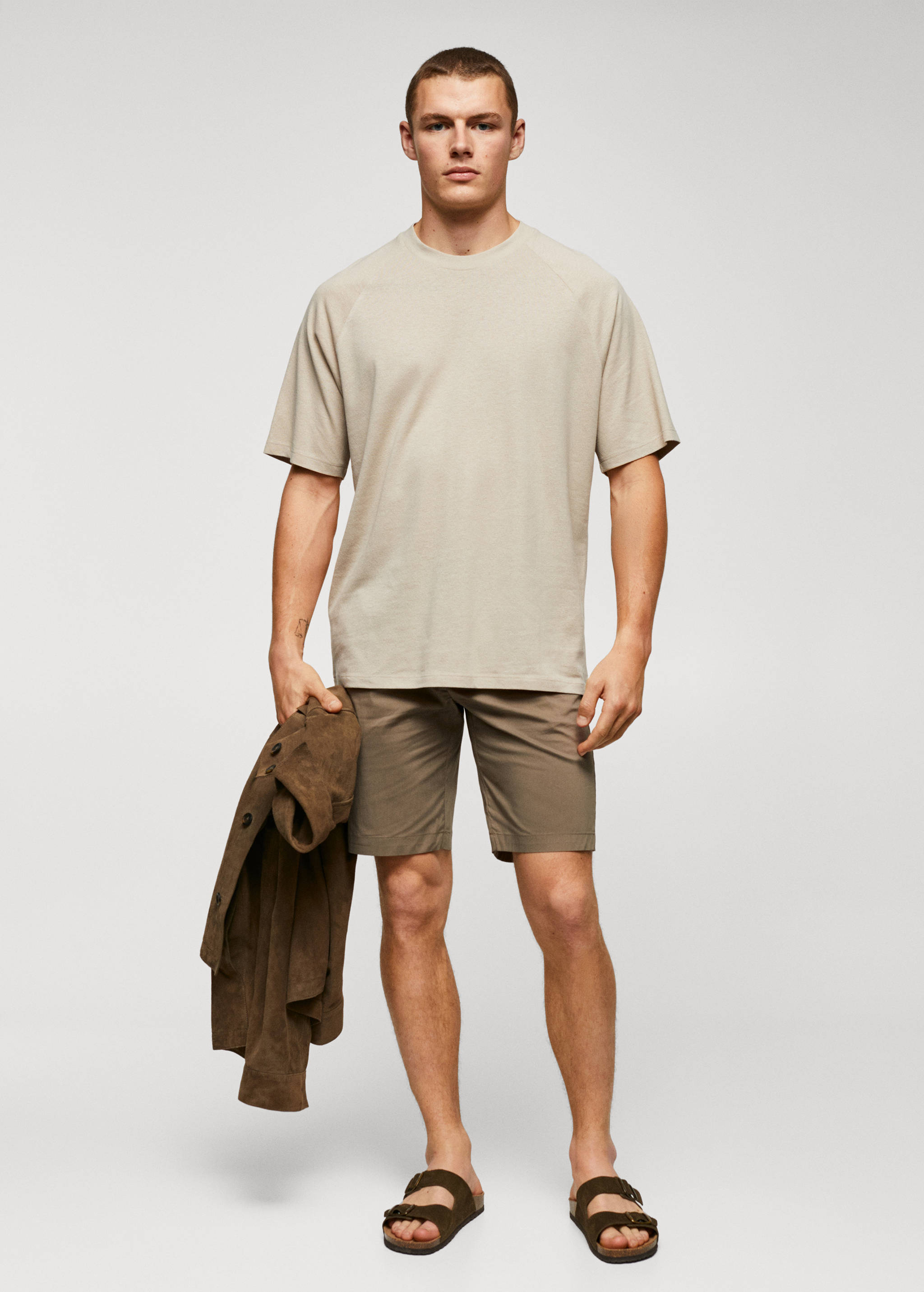 Textured cotton-linen t-shirt - General plane