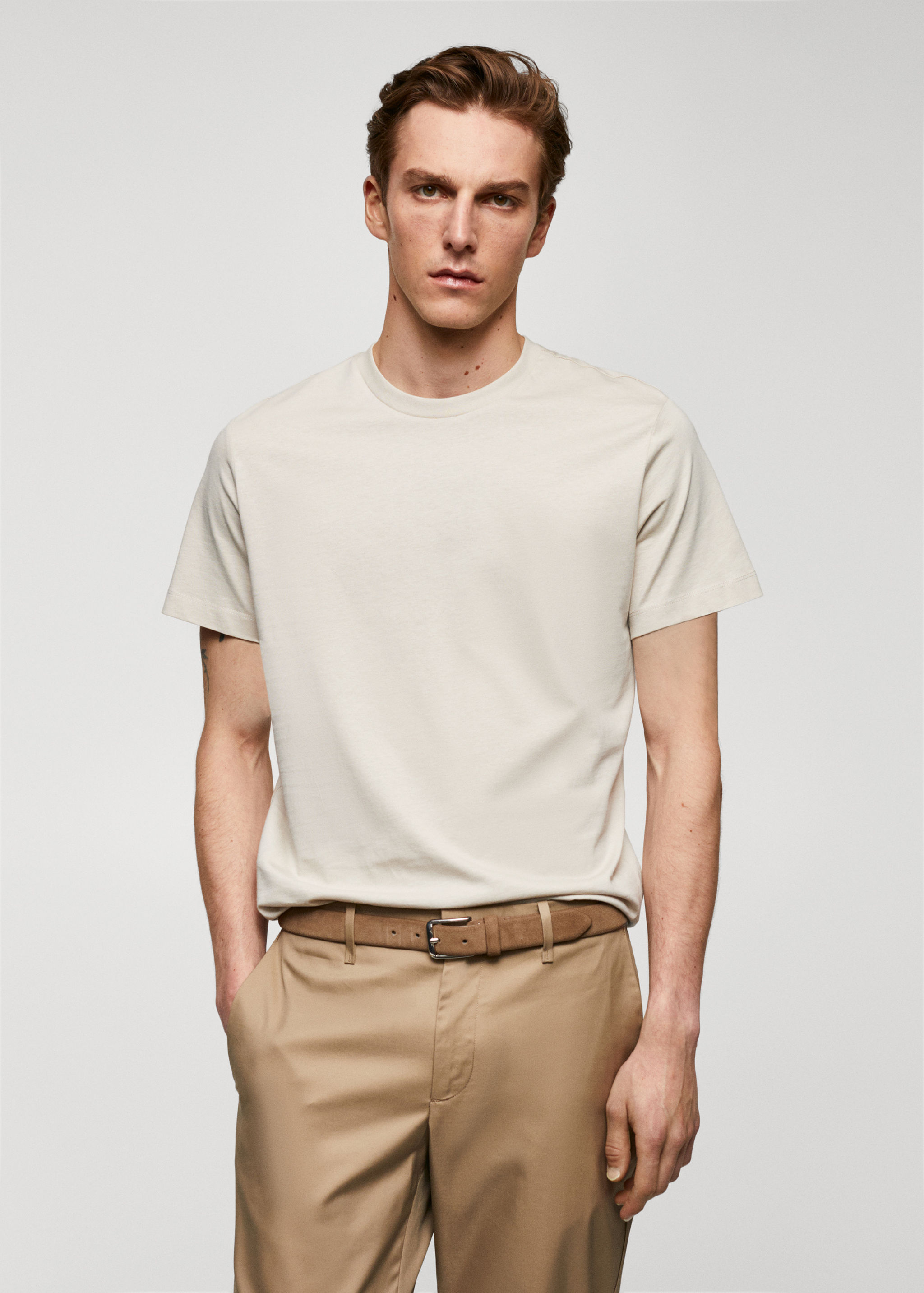 Basic cotton stretch t-shirt - Medium plane