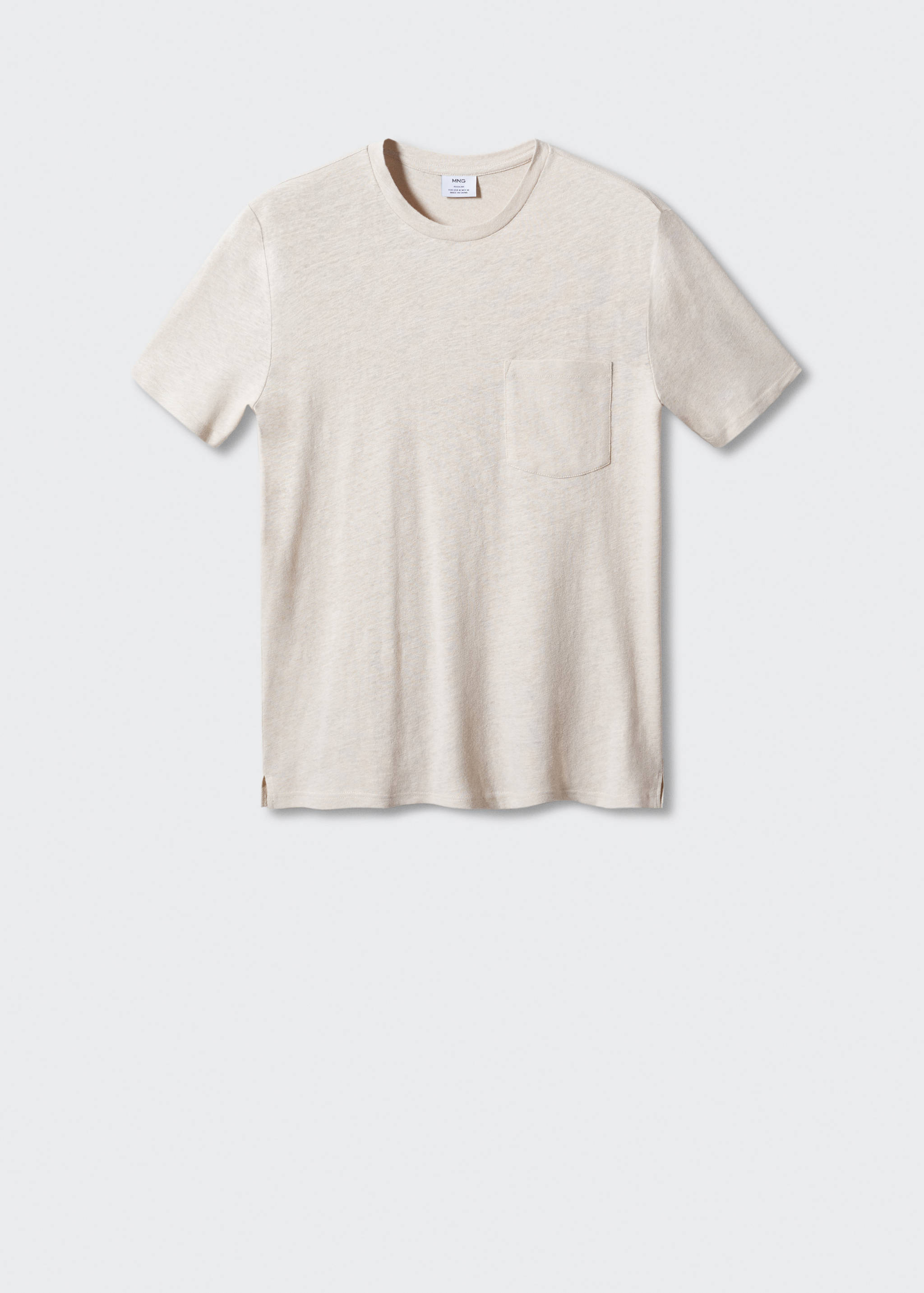 T-Shirt aus Baumwoll-Leinen-Gemisch mit Tasche - Artikel ohne Model