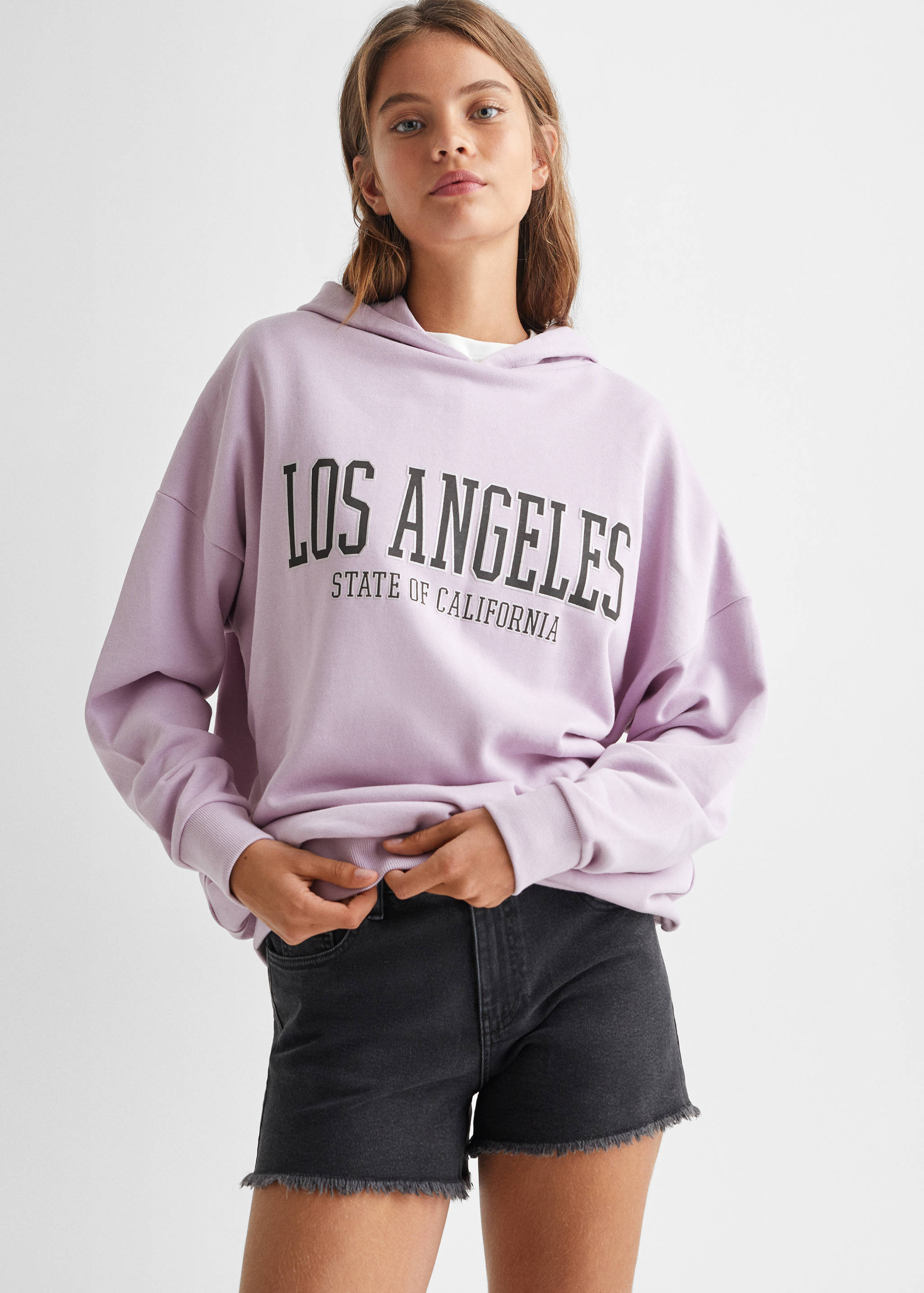 Sudadera estampada capucha - Plano medio