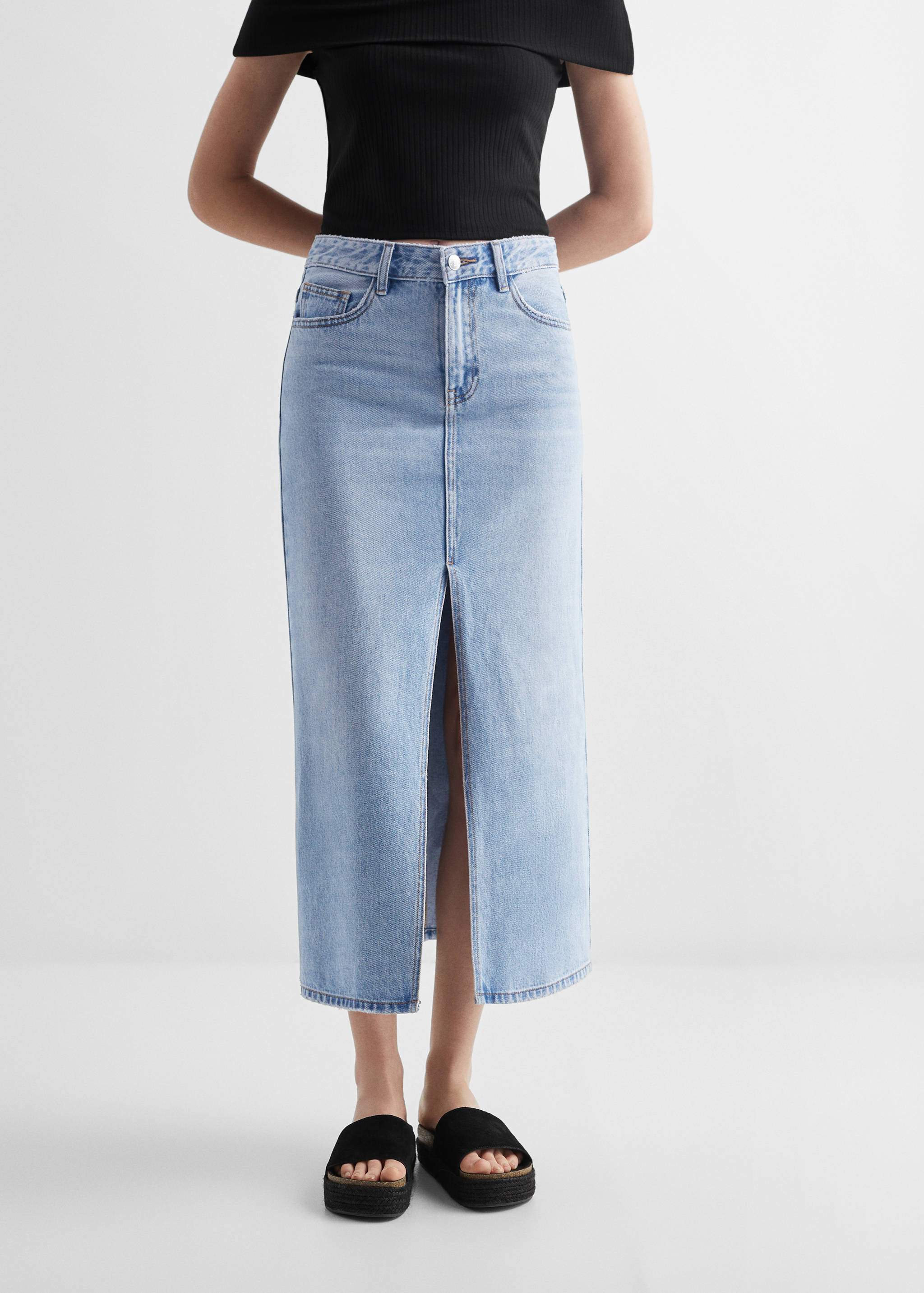 Slit denim skirt - Details of the article 3