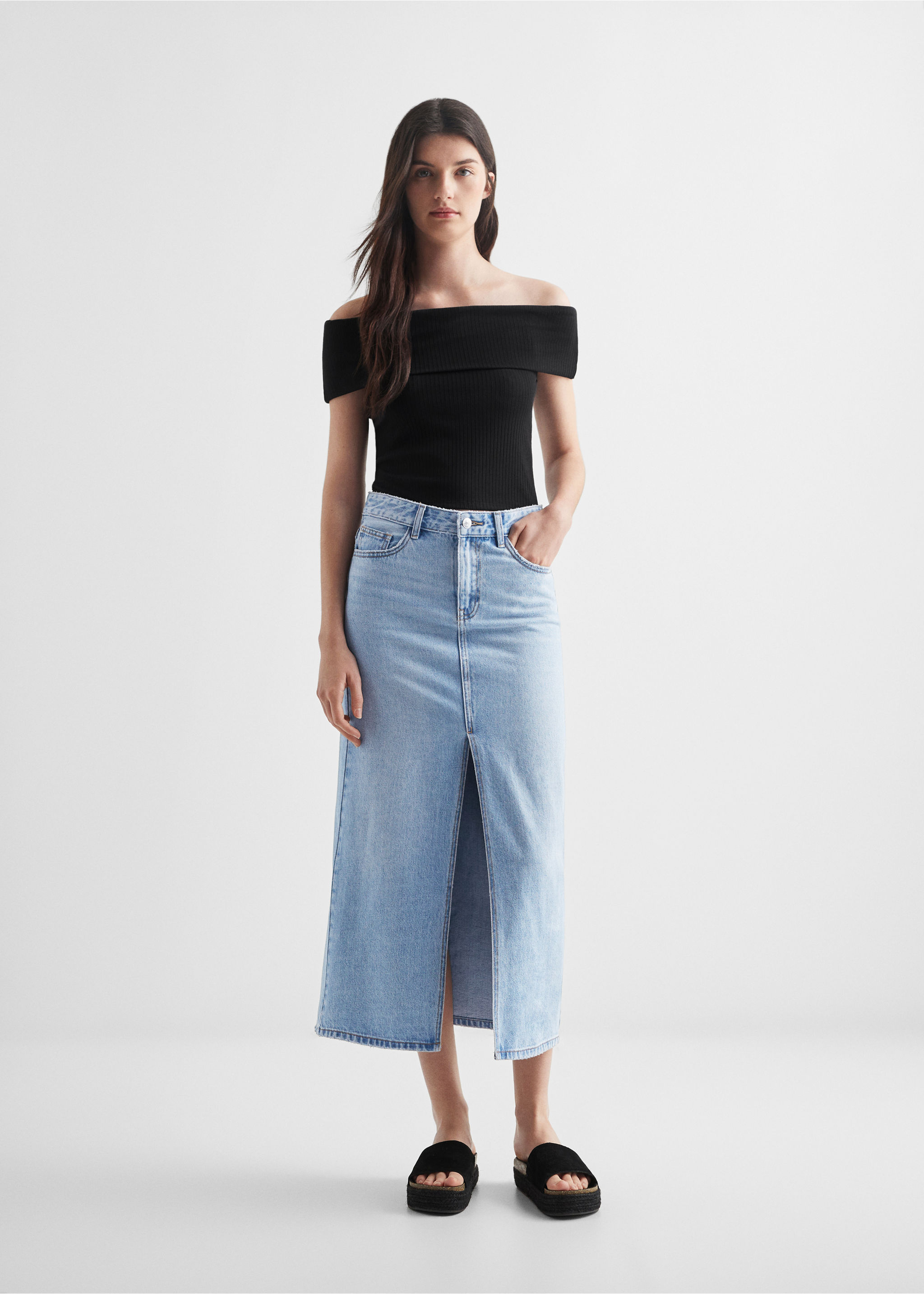 Slit denim skirt - General plane