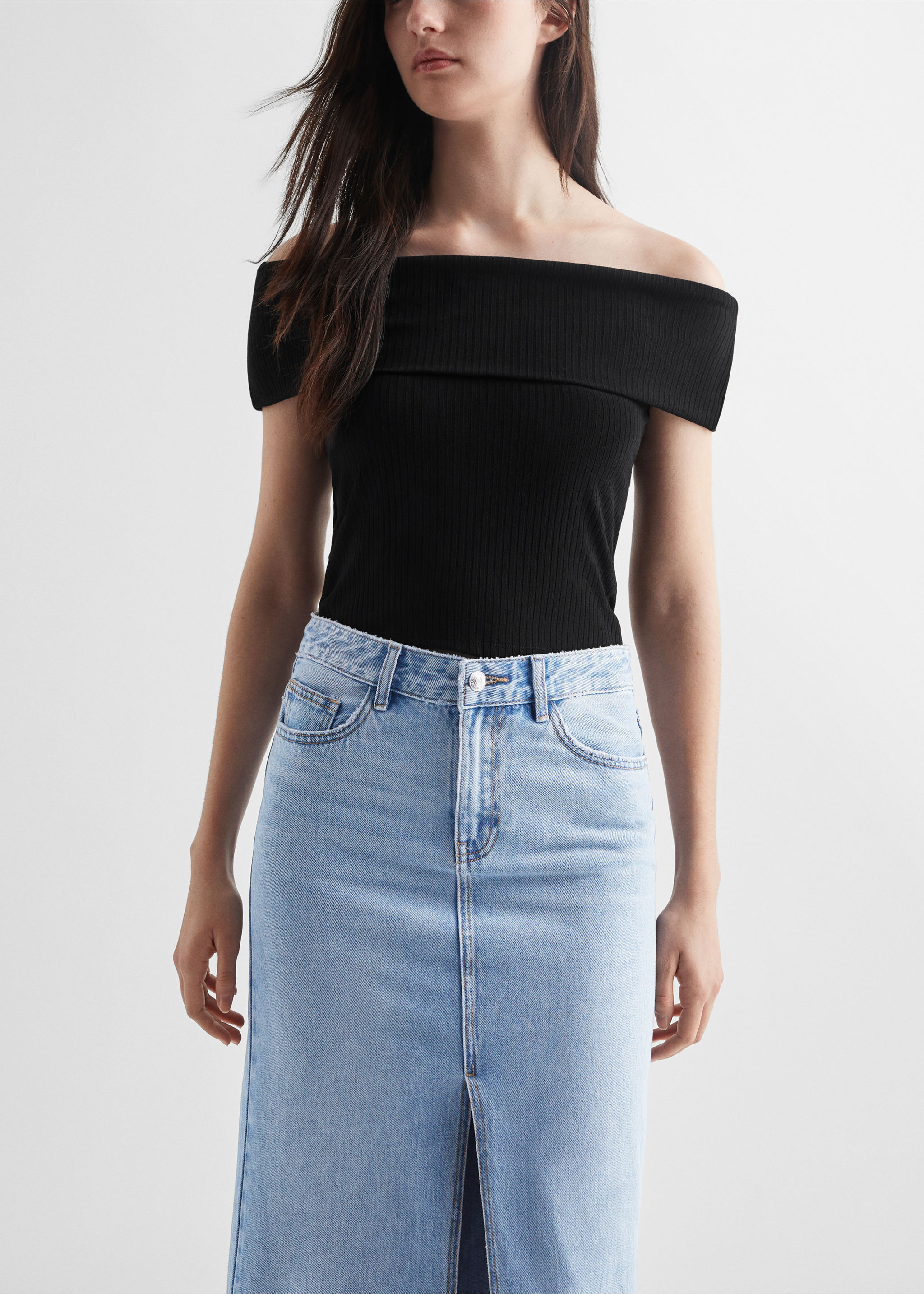Slit denim skirt - Medium plane