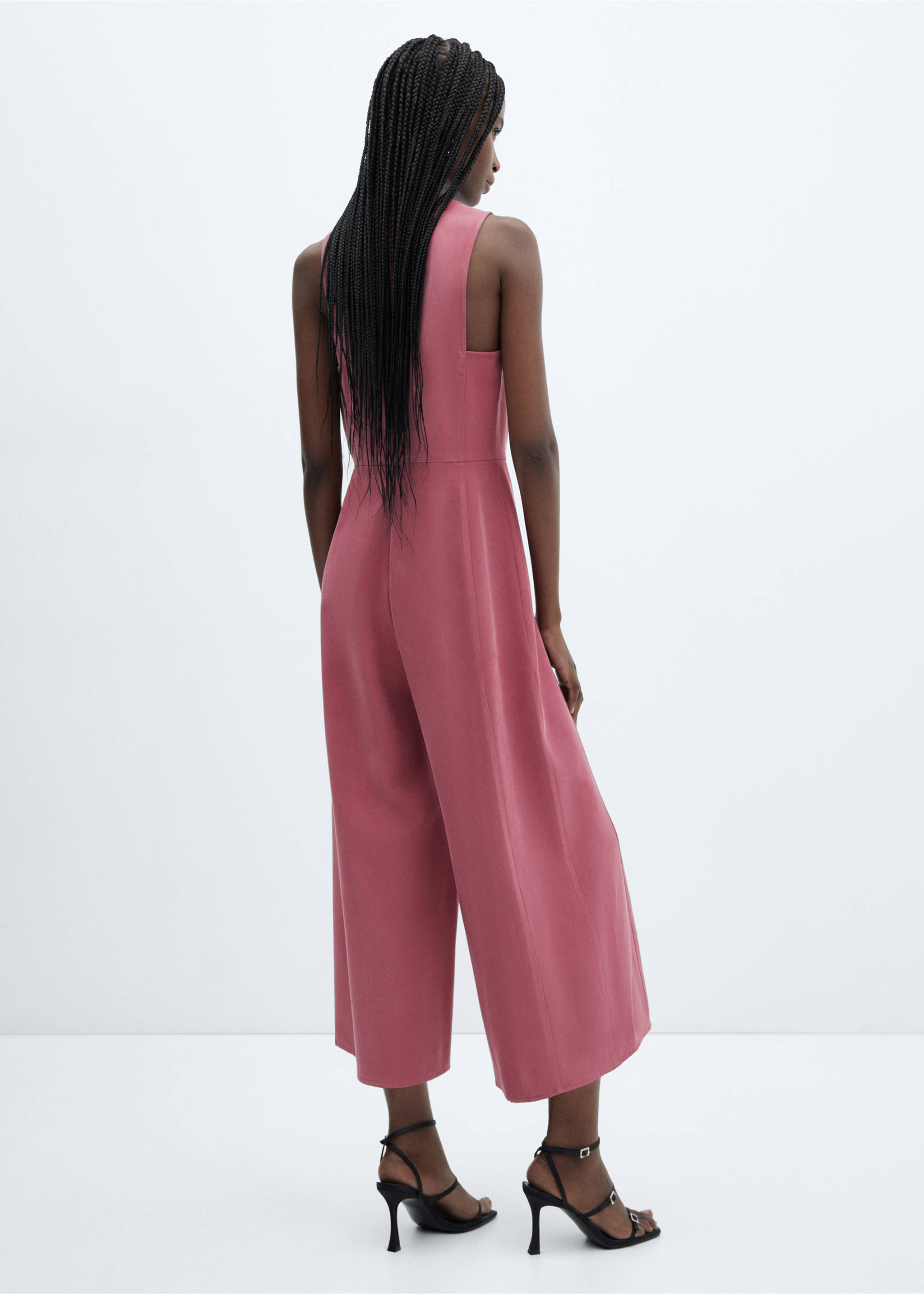 Cropped jumpsuit with straps - Reverse of the article, Pink. Ref: 57012001-00.
