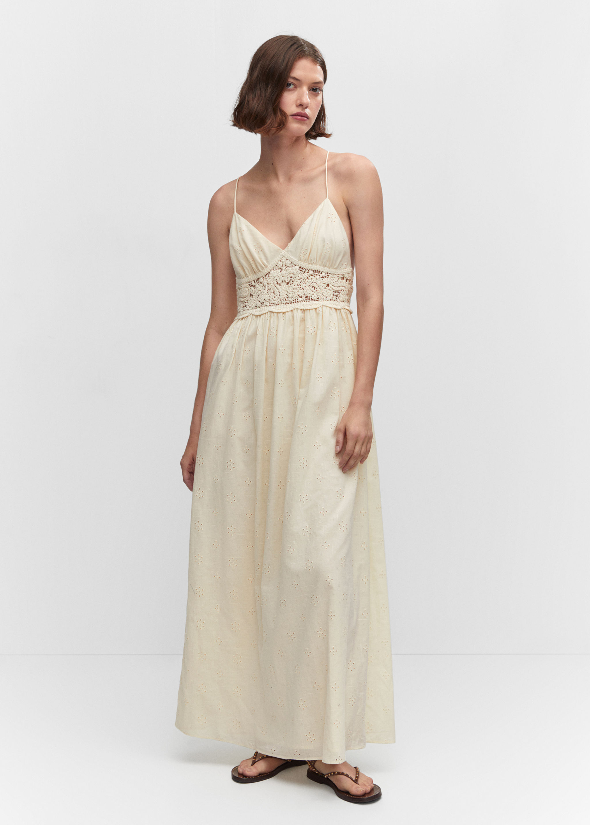Crochet panel dress - Women | MANGO OUTLET USA