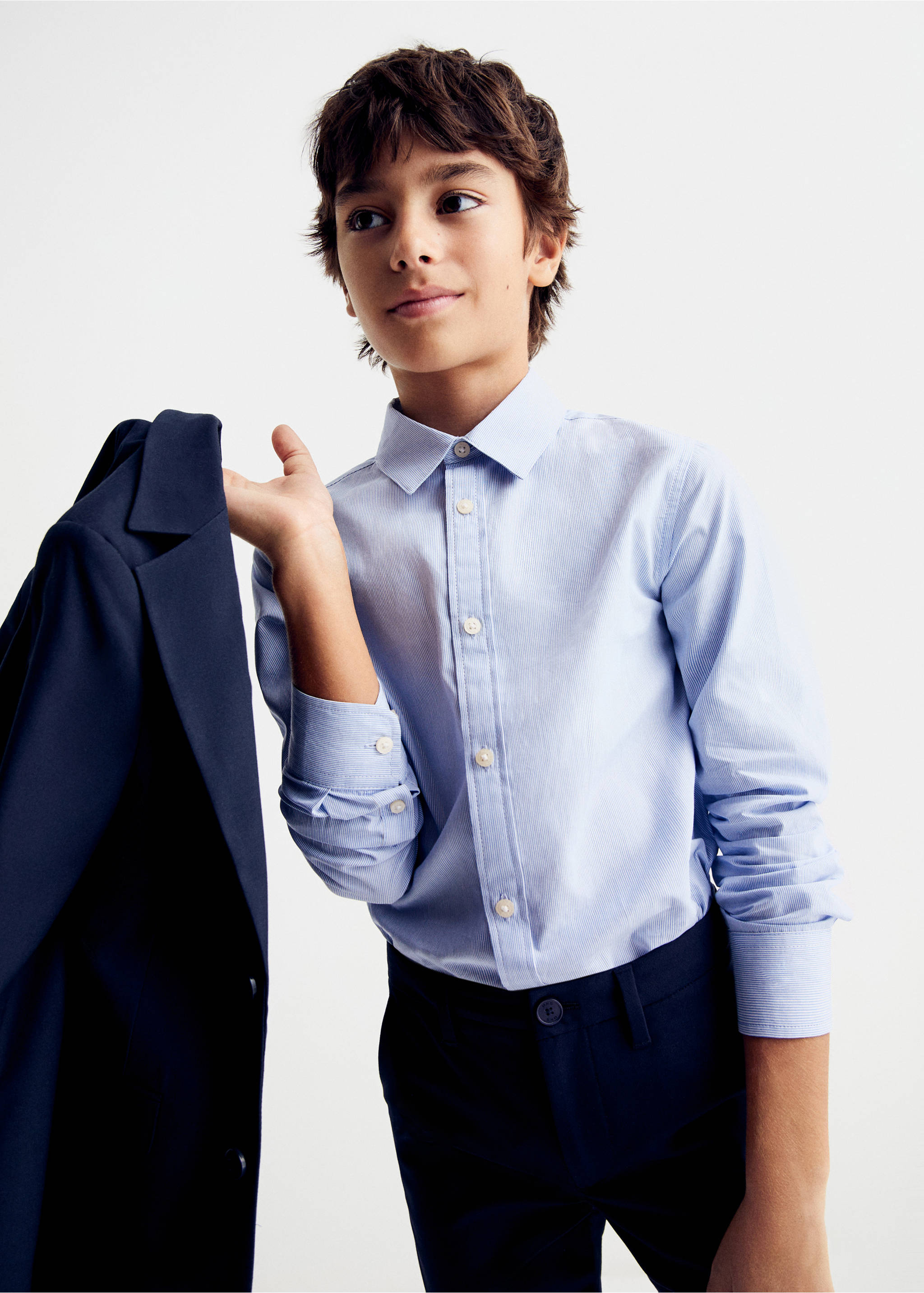 Striped cotton shirt - Medium plane, Sky Blue. Ref: 57012520-00.