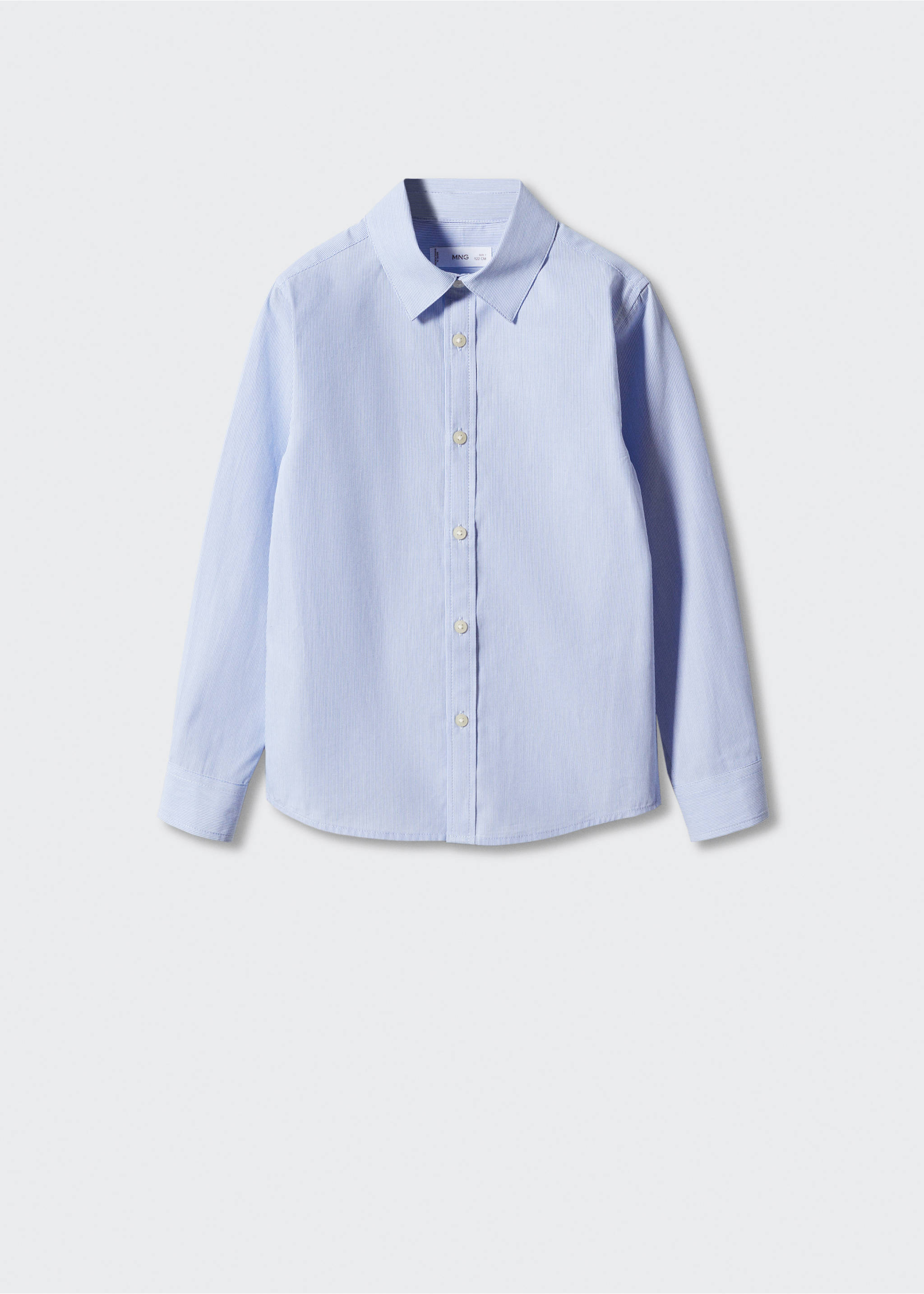 Striped cotton shirt - Article without model, Sky Blue. Ref: 57012520-00.