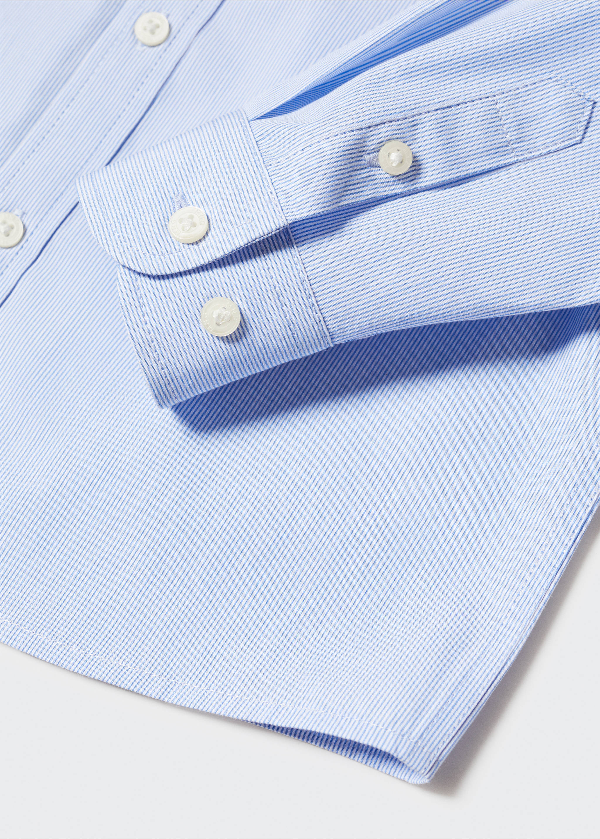 Striped cotton shirt - Details of the article 8, Sky Blue. Ref: 57012520-00.