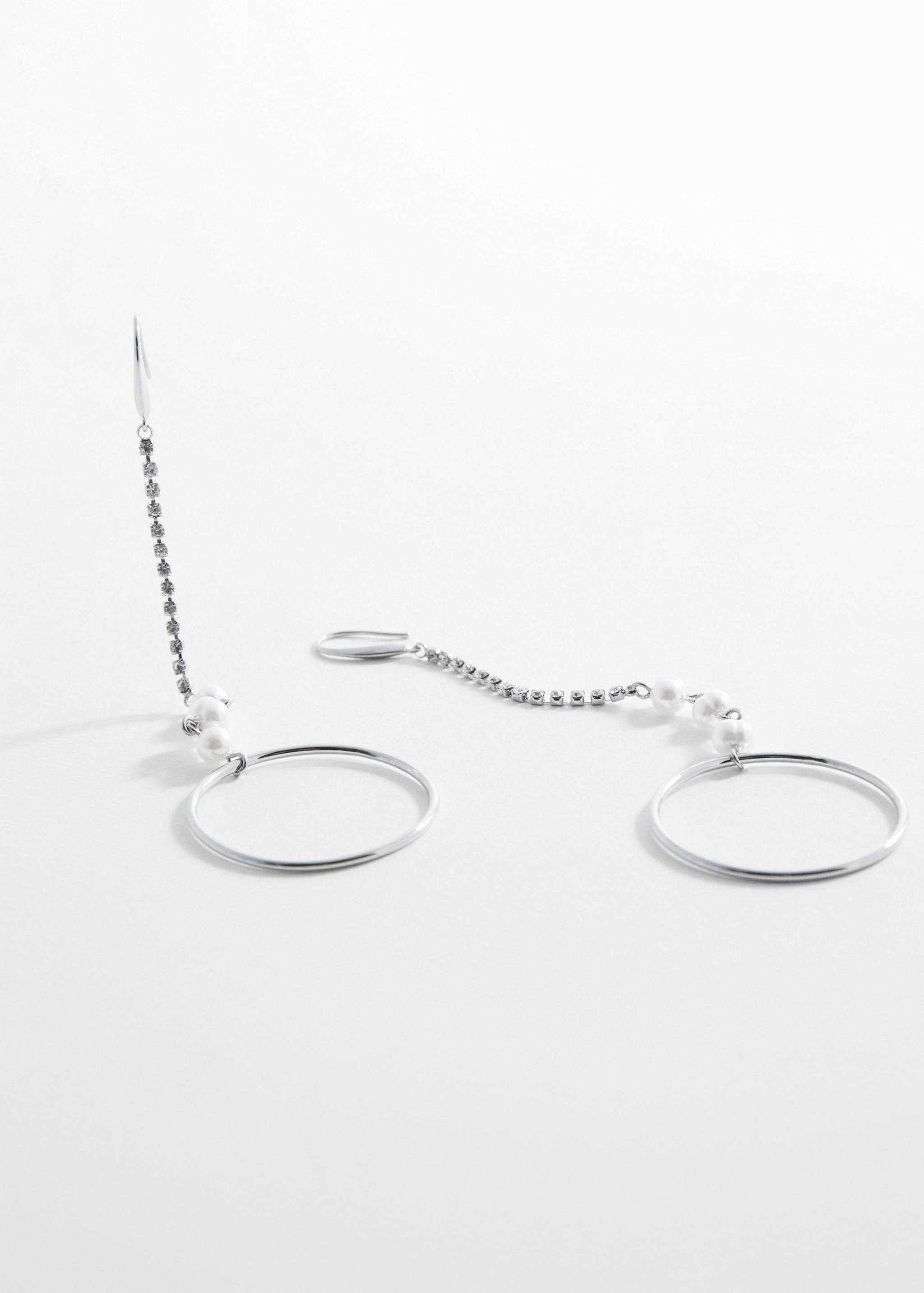 Rhinestone thread hoop earrings - Medium plane