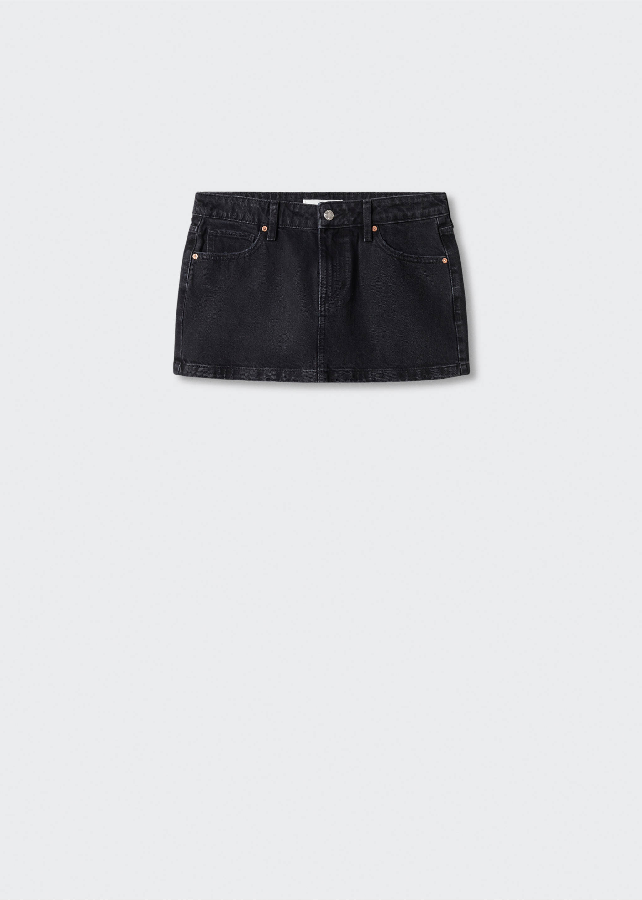Low-rise denim mini skirt - Article without model, Black denim. Ref: 57012879-00.