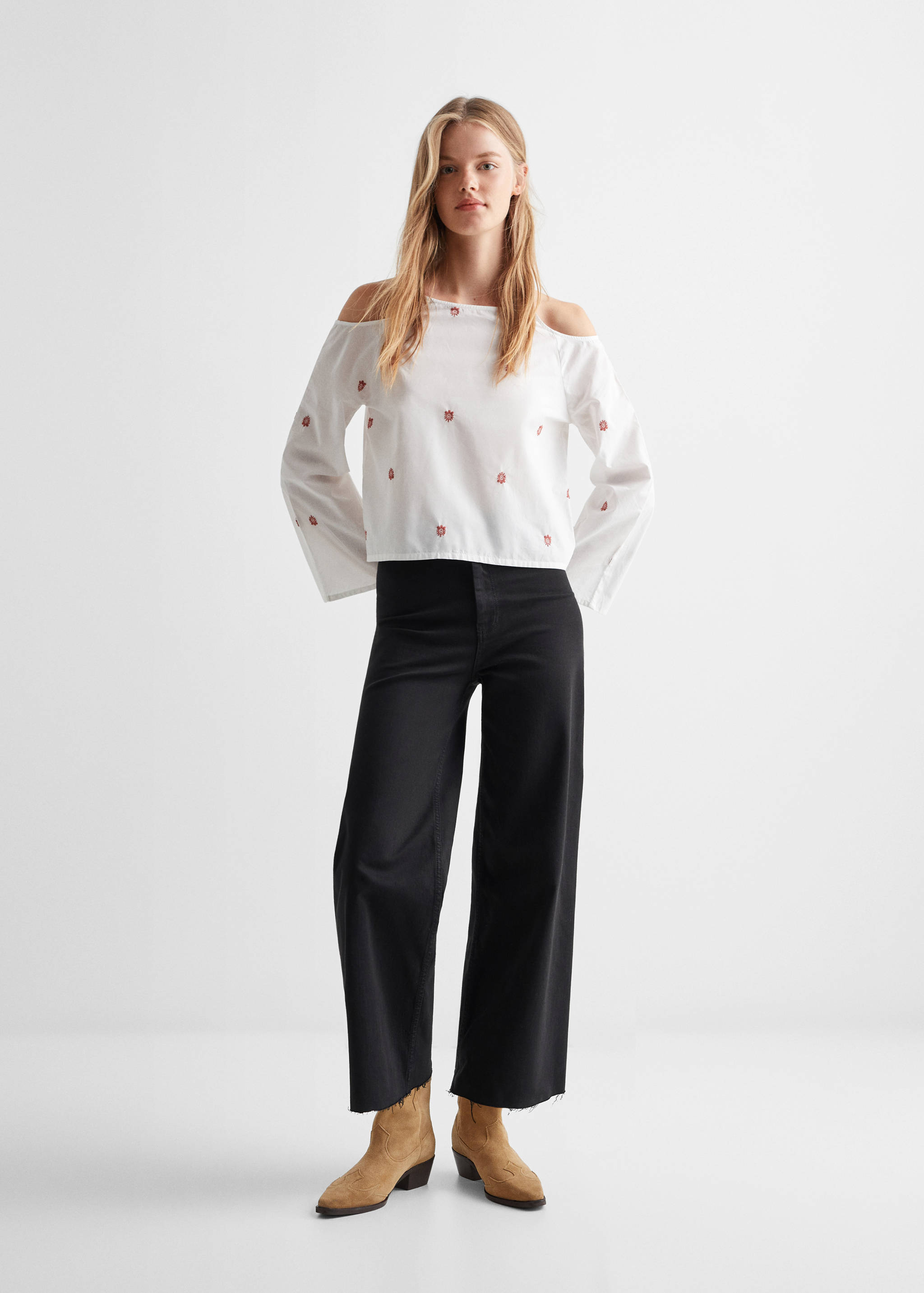 Jeans culotte mid-waist comfort - General plane
