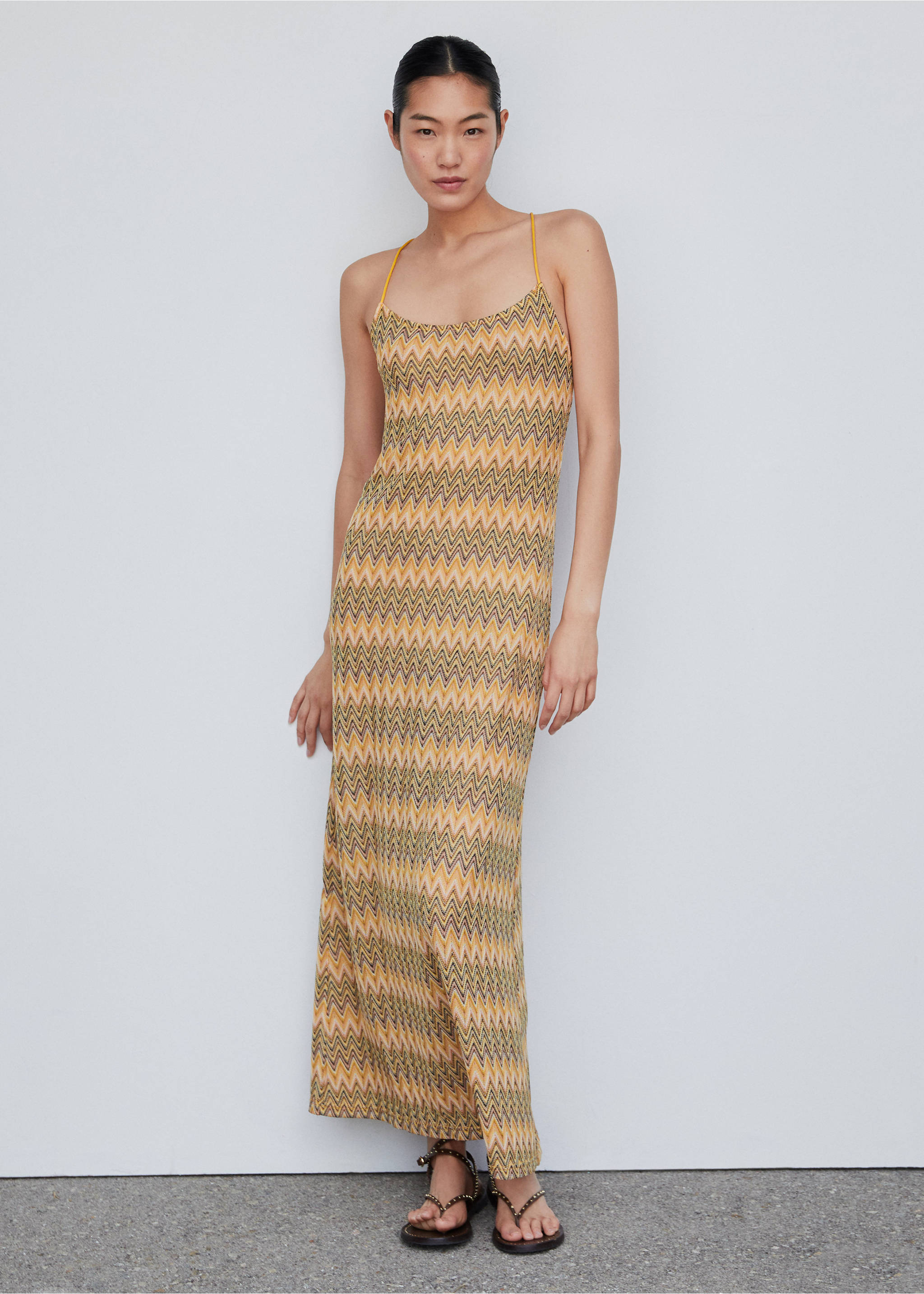 Geometric pattern dress - General plane, Yellow. Ref: 57012888-00.
